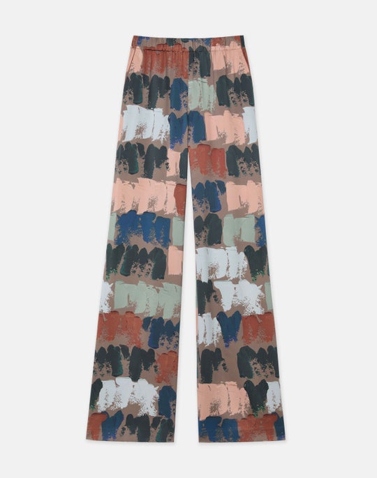 Painter's Palette Print Silk Charmeuse Riverside Pant