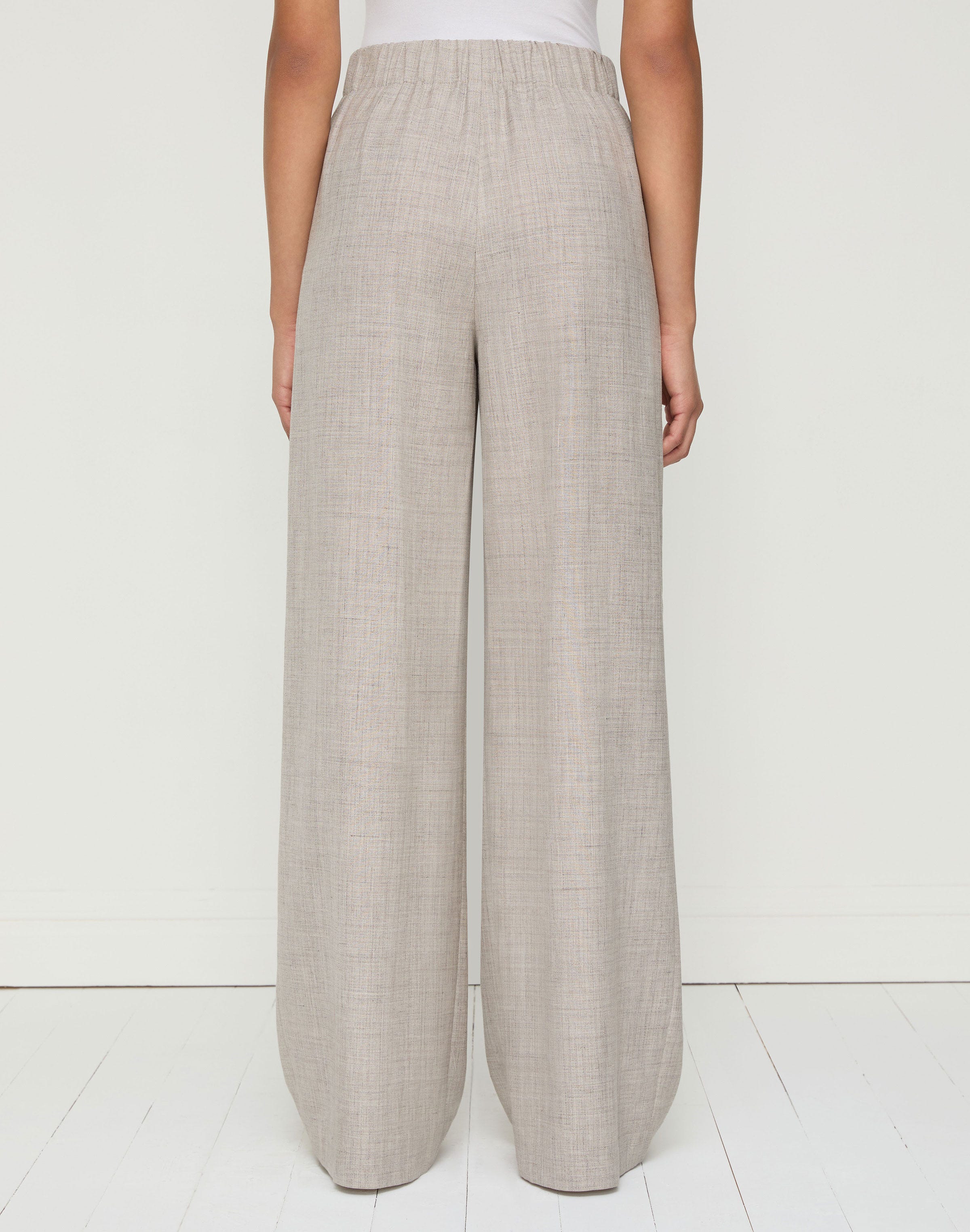 Plus-Size Tropical Wool-Silk Astor Pleated Wide Leg Pant