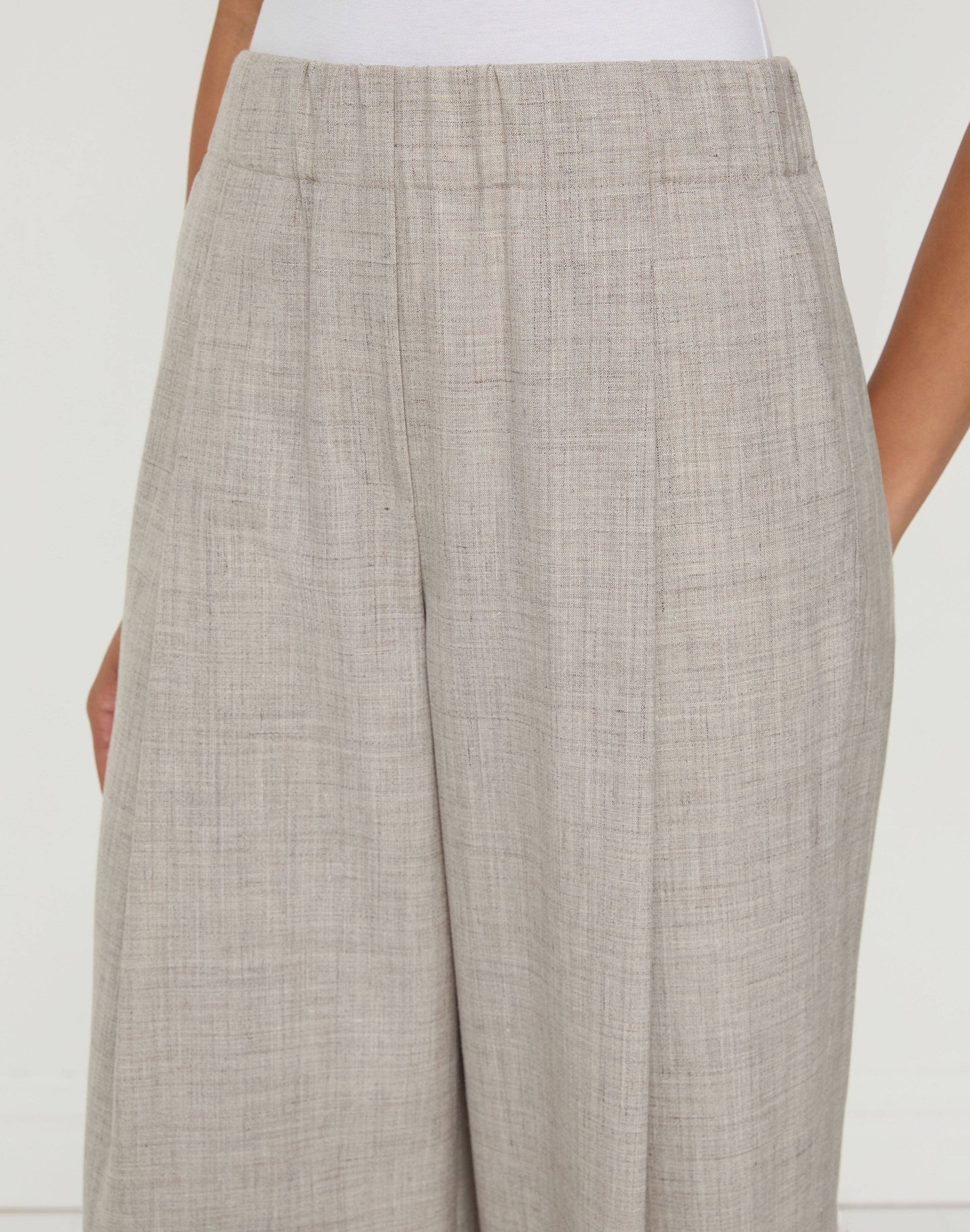 Plus-Size Tropical Wool-Silk Astor Pleated Wide Leg Pant