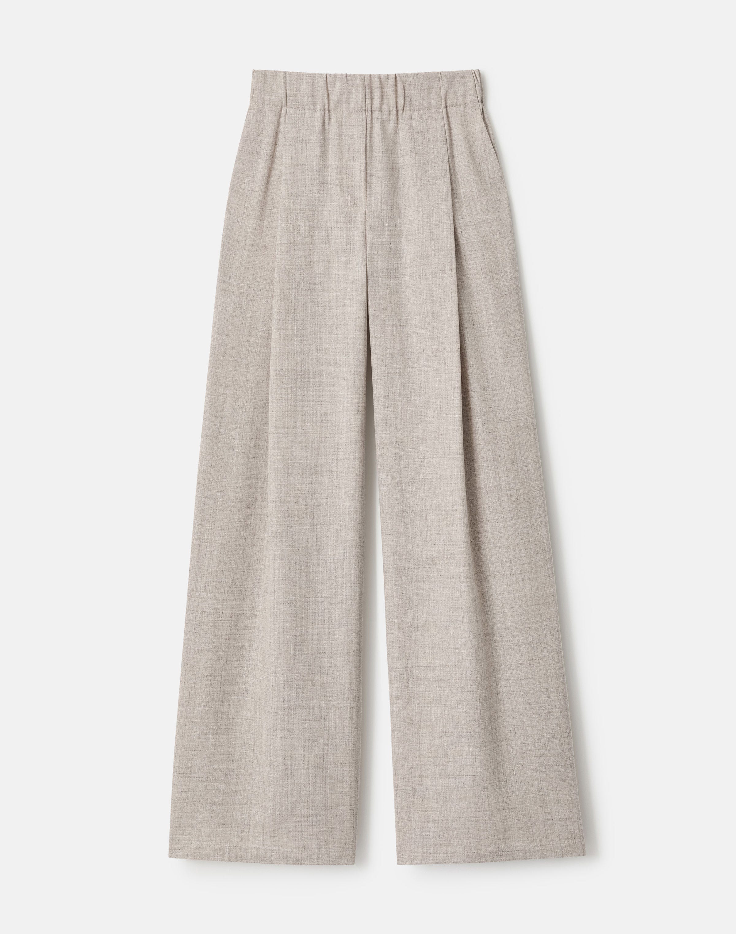 Plus-Size Tropical Wool-Silk Astor Pleated Wide Leg Pant