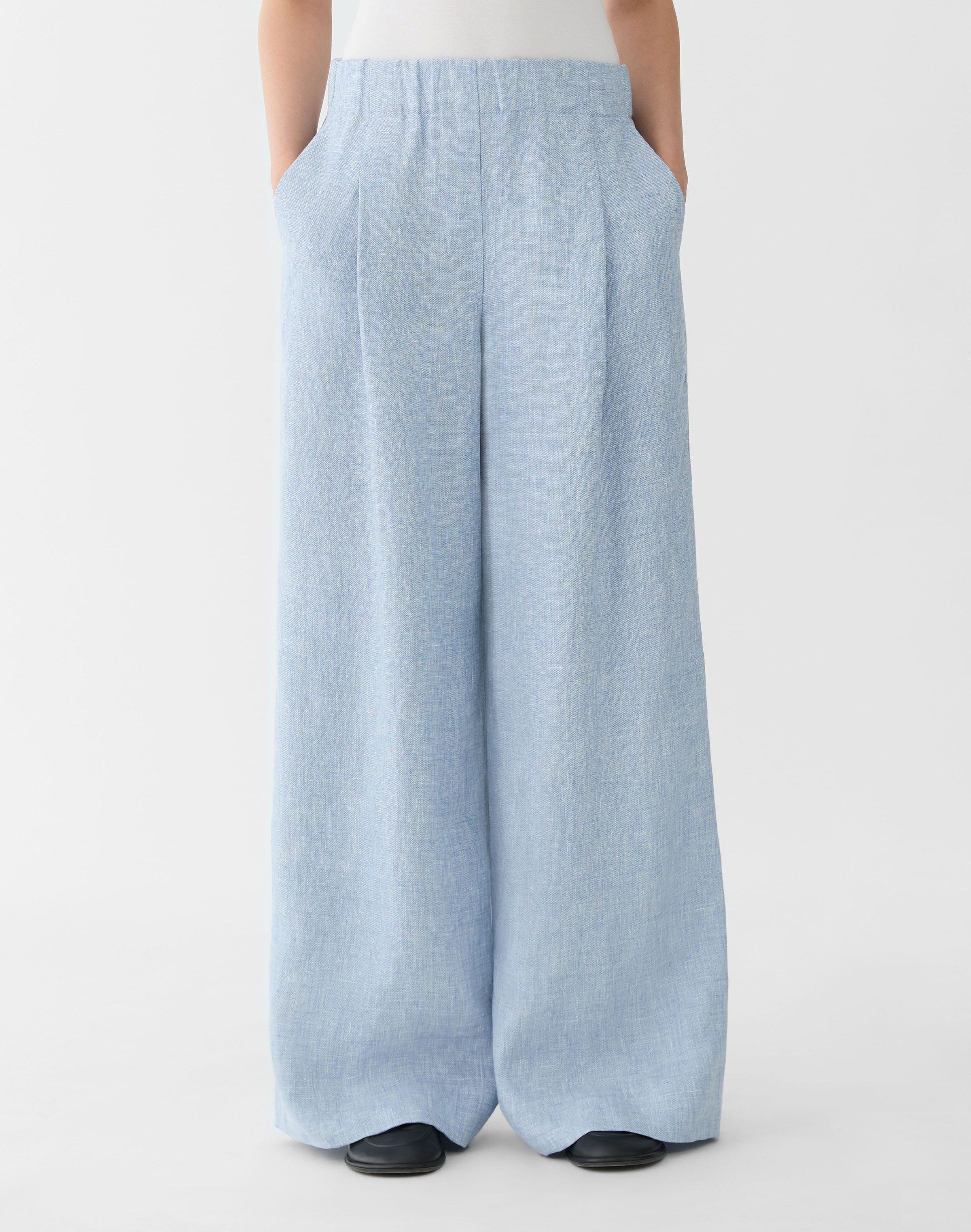 Linen Twill Mélange Astor Wide Leg Pant