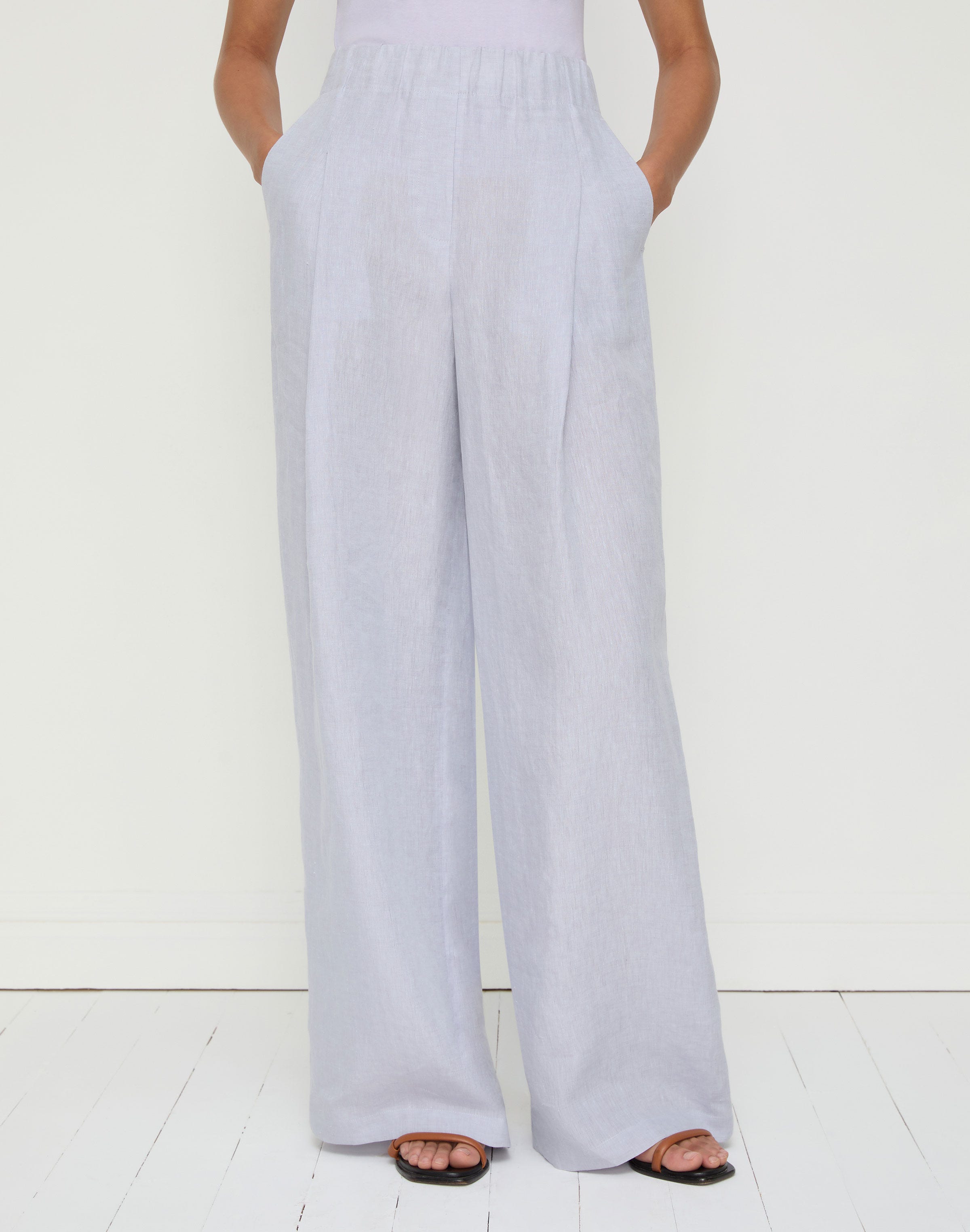 Organic Linen Astor Pleated Wide Leg Pant