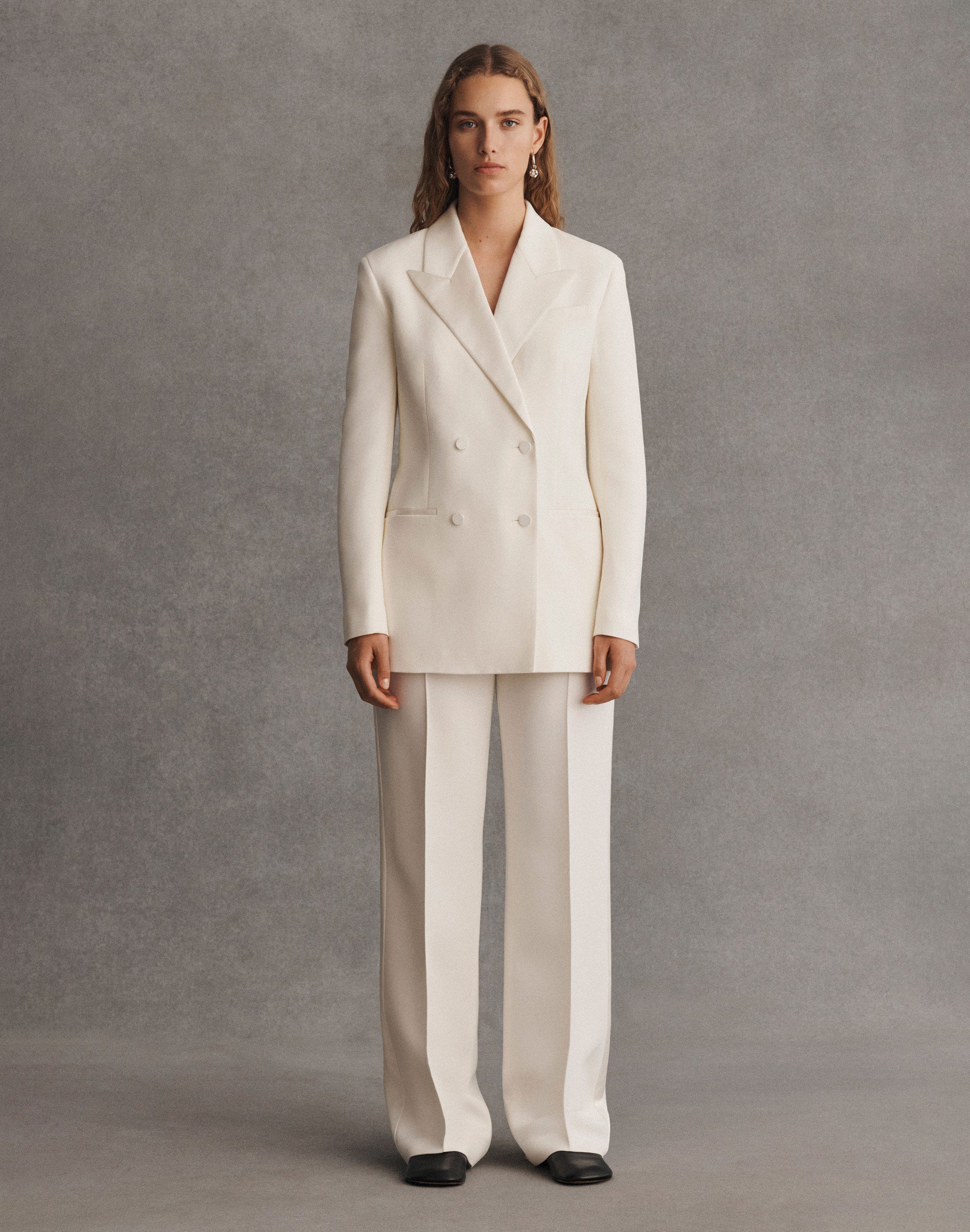 Wool-Silk Crepe Sullivan Tuxedo Pant