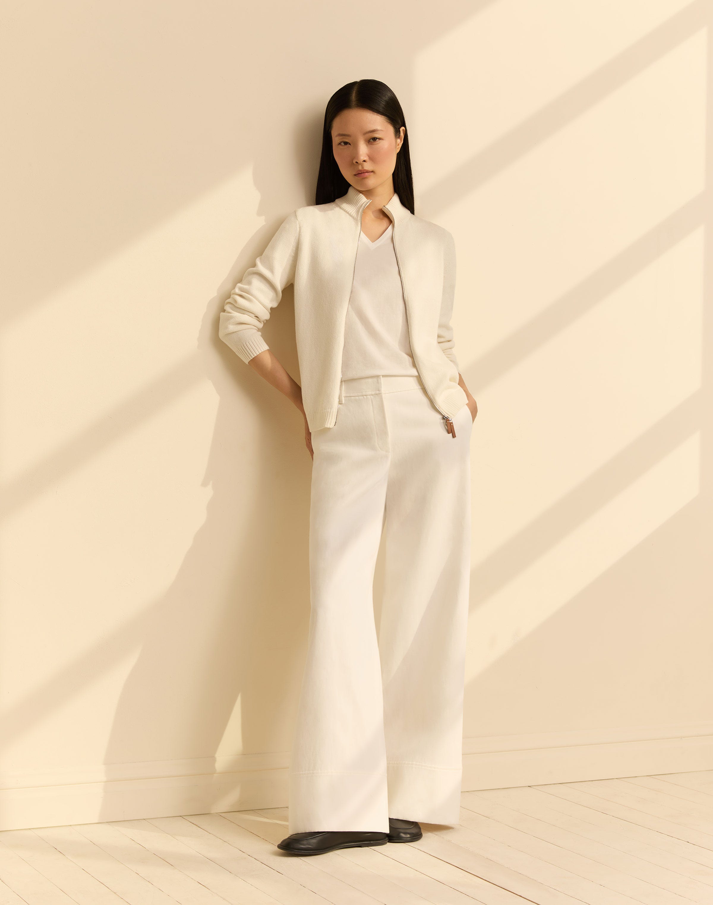 Cotton-Linen Twill Charles Wide Leg Pant