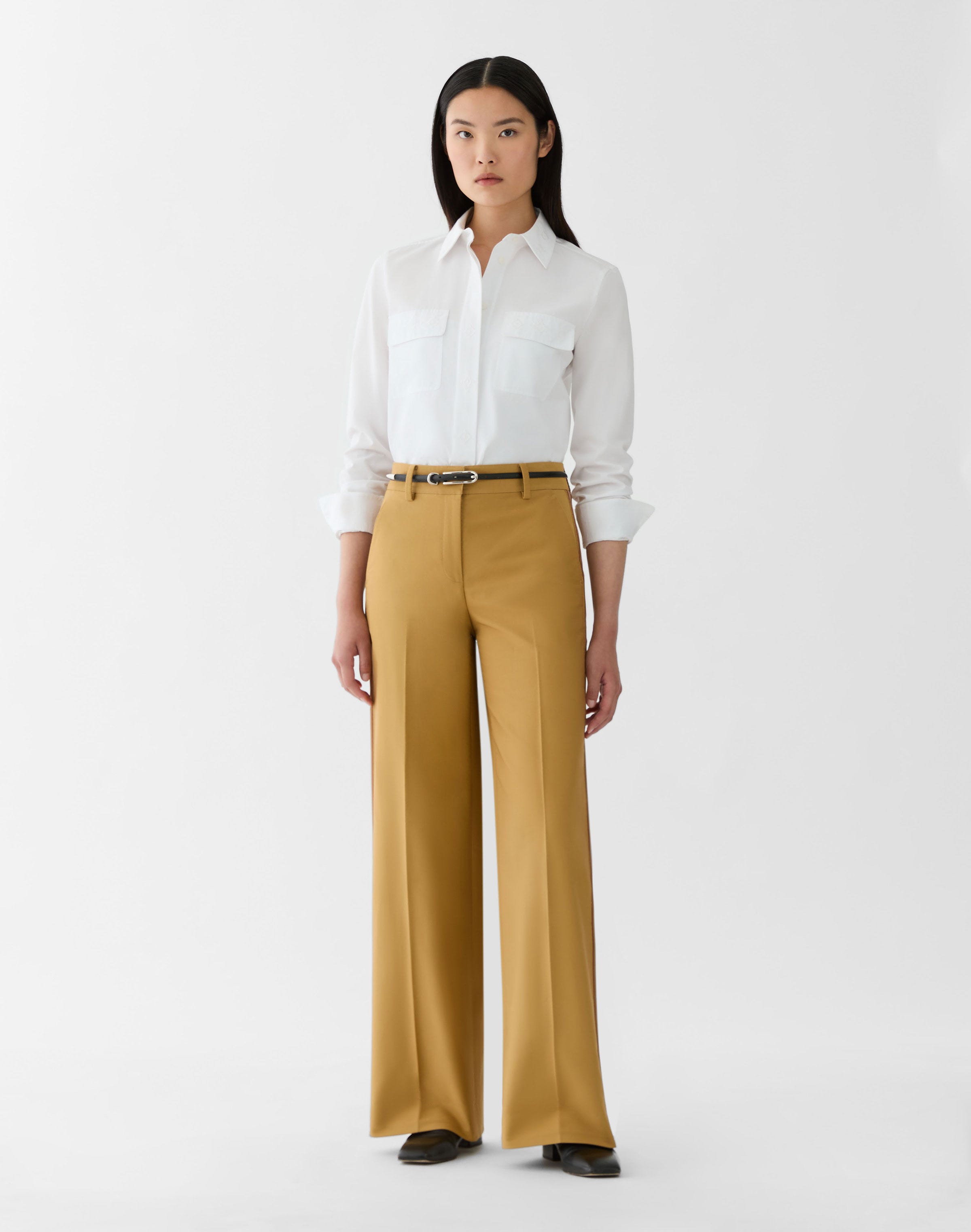 Ribbon Stripe Cotton Charles Wide Leg Pant