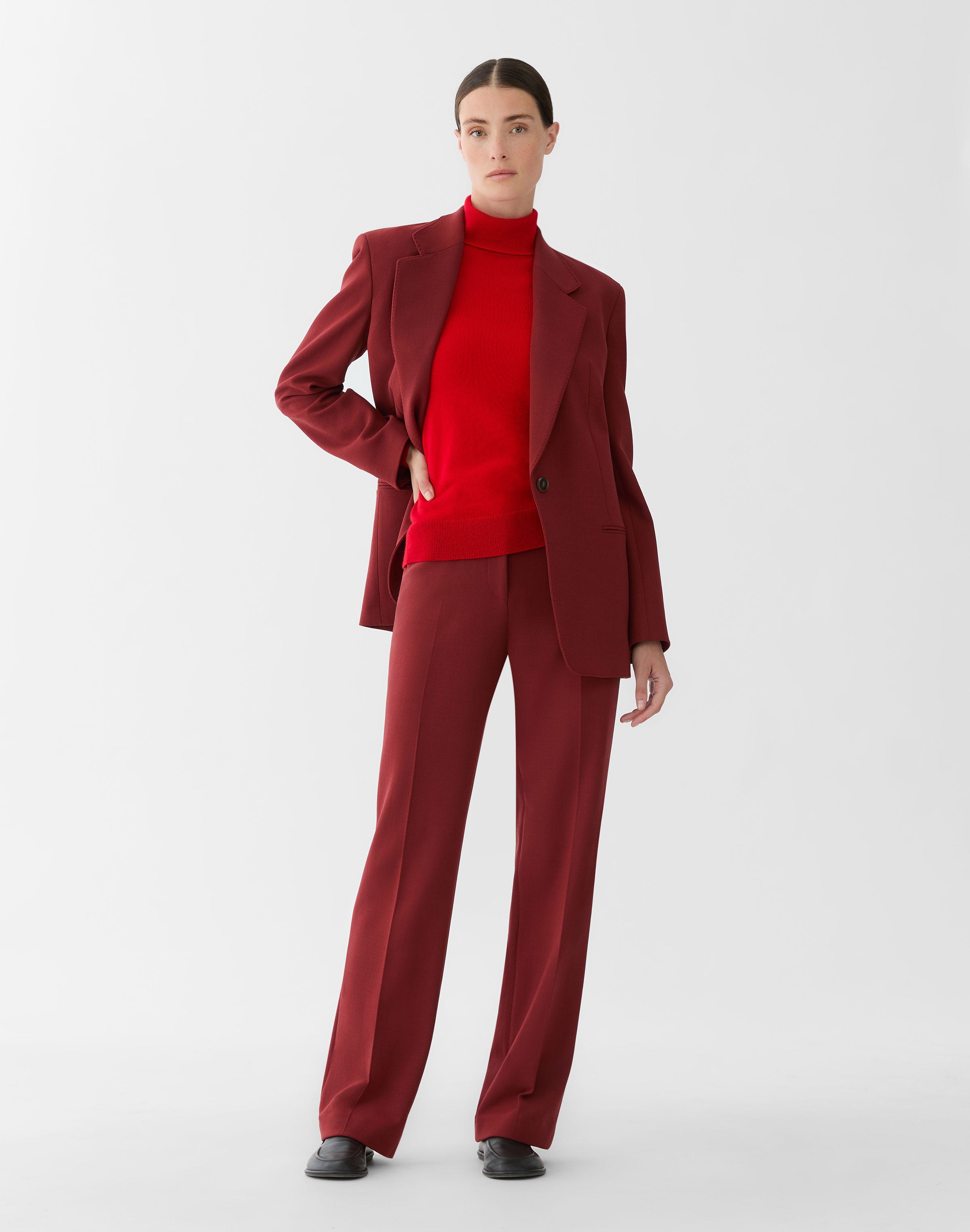 Petite Responsible Wool Double Face Reade Straight Pant