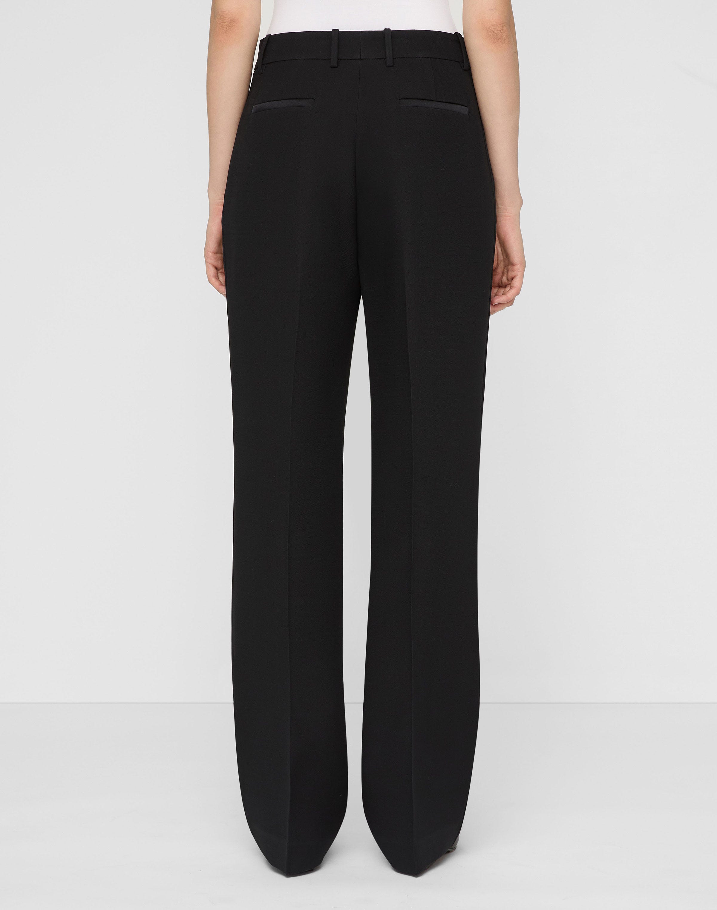 Wool-Silk Crepe Gates Tuxedo Stripe Pant