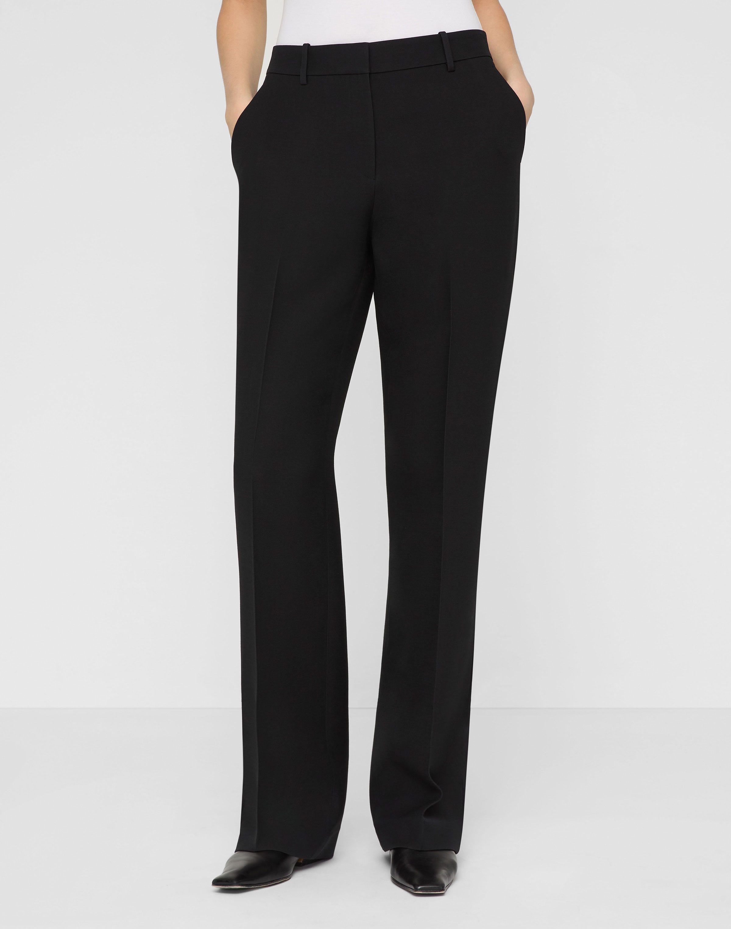 Wool-Silk Crepe Gates Tuxedo Stripe Pant