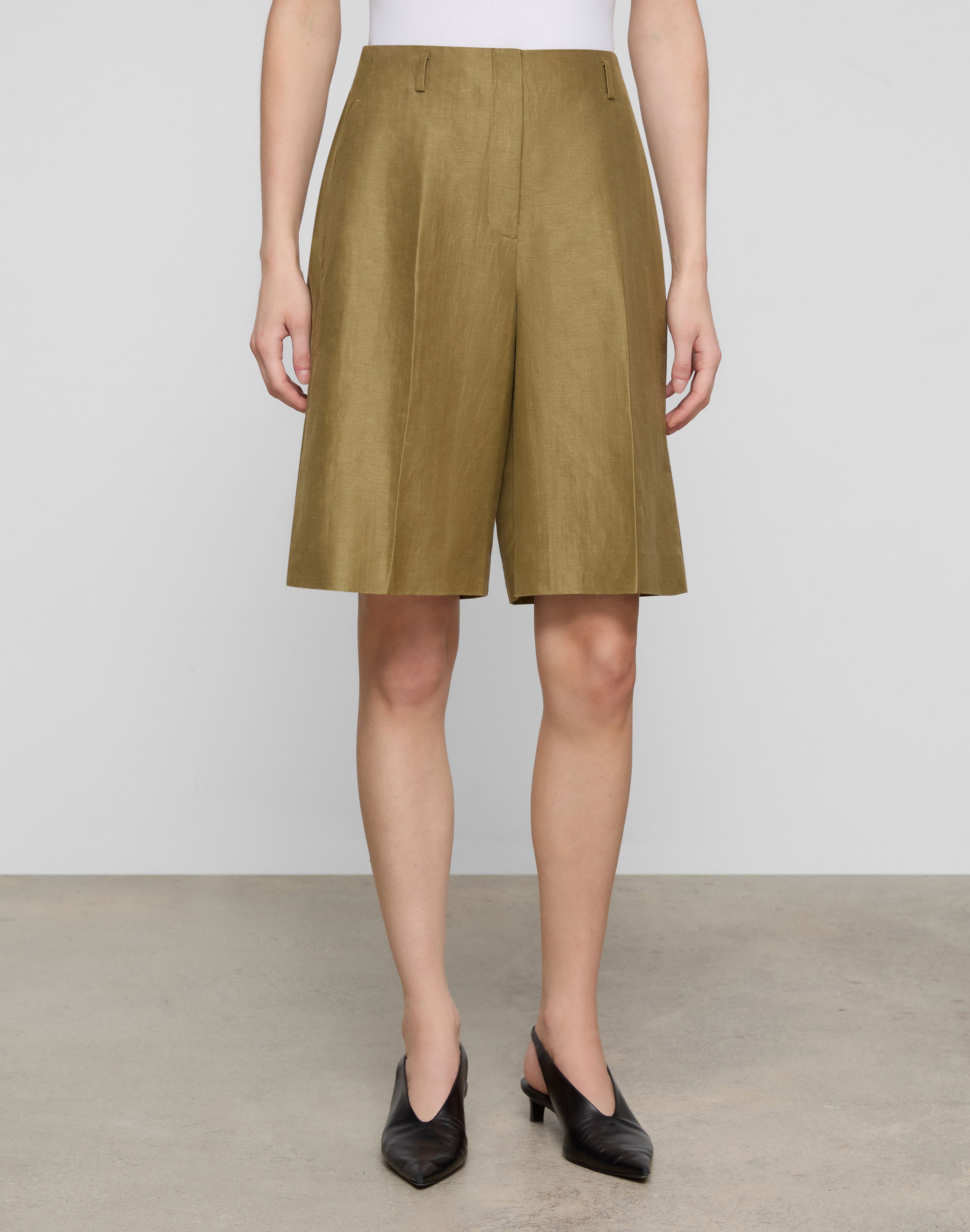Linen-Viscose Clark Wide Leg Short