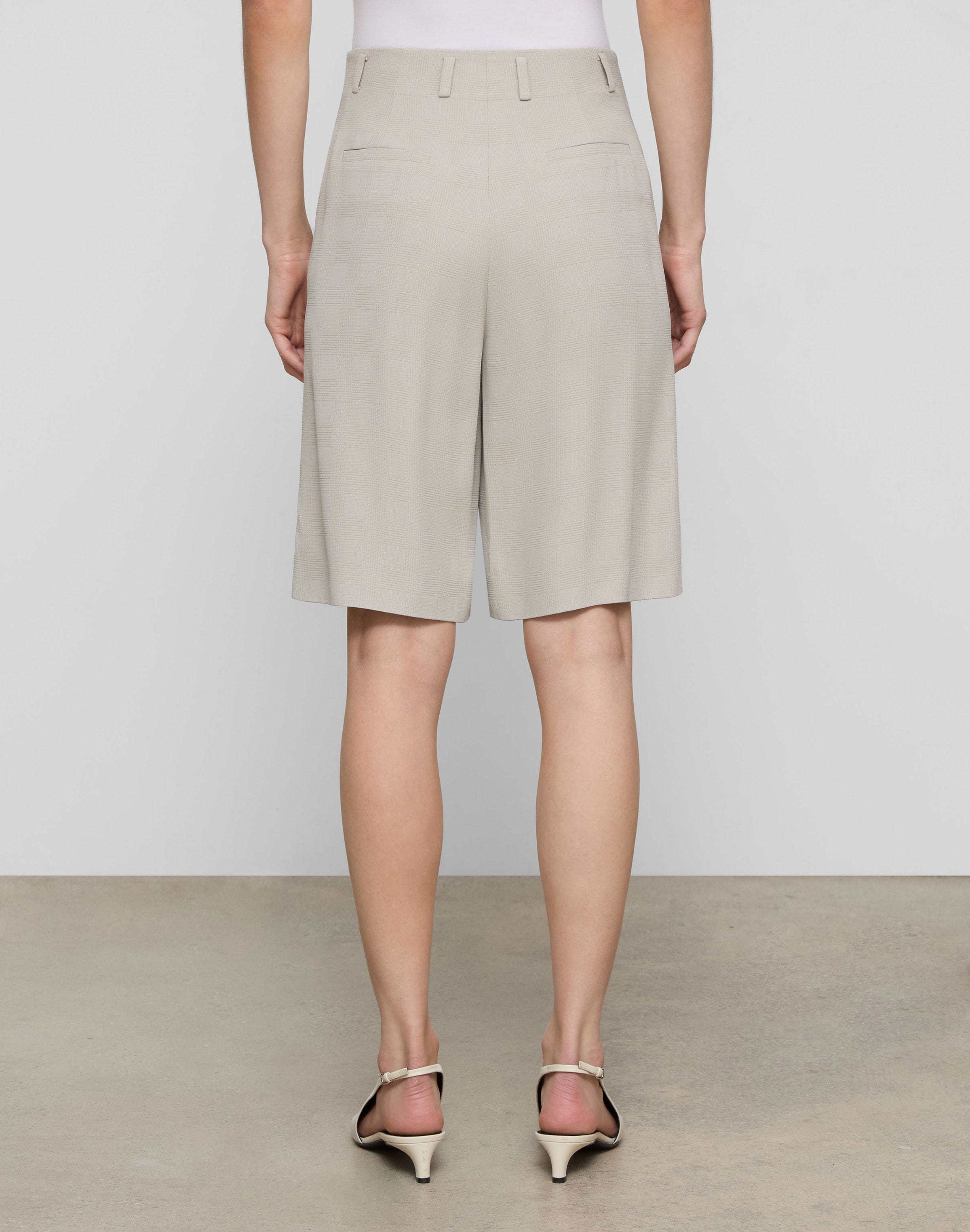 Grid Plaid Crepe Clark Wide Leg Short