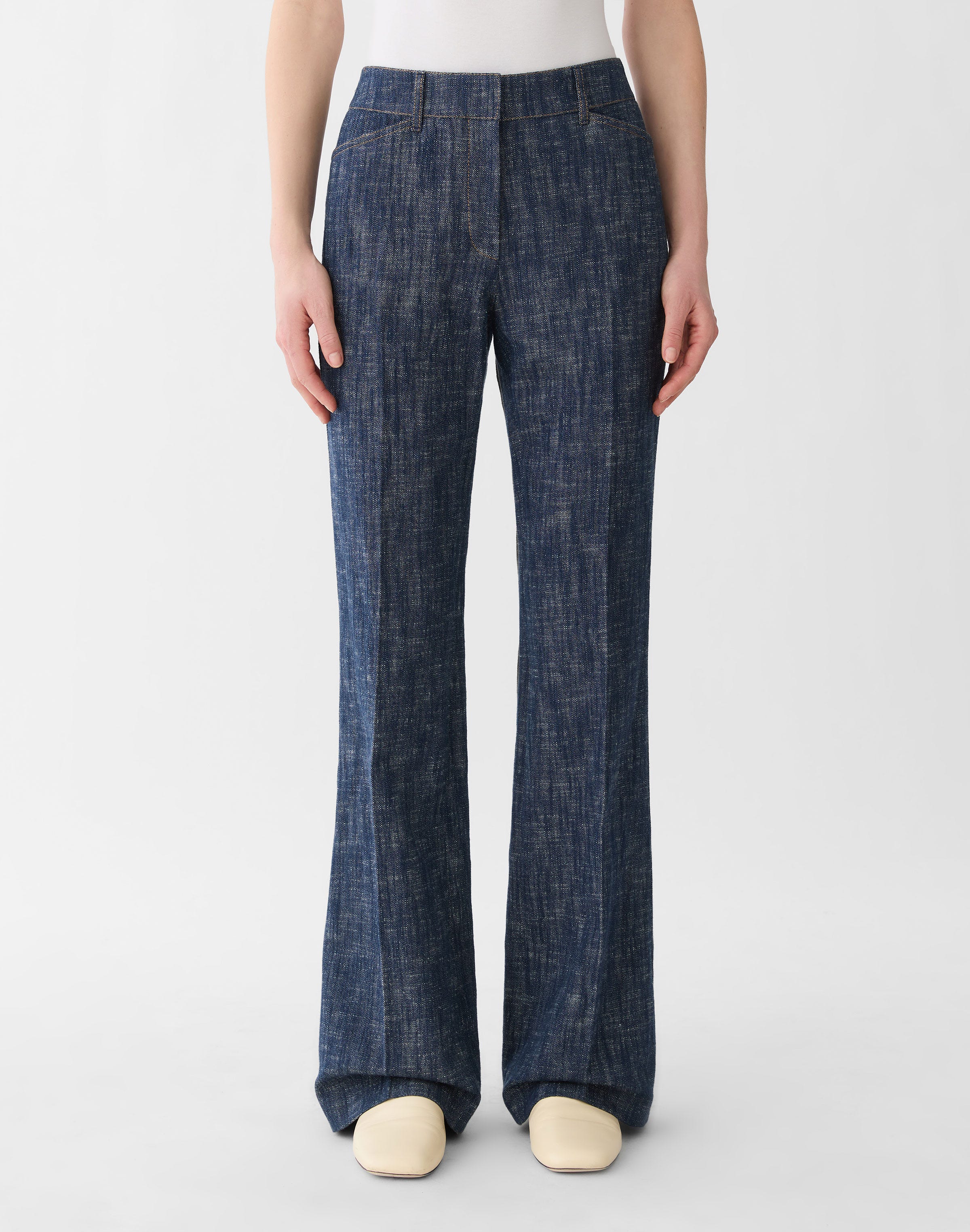 Denim-Effect Twill Reade Flared Pant