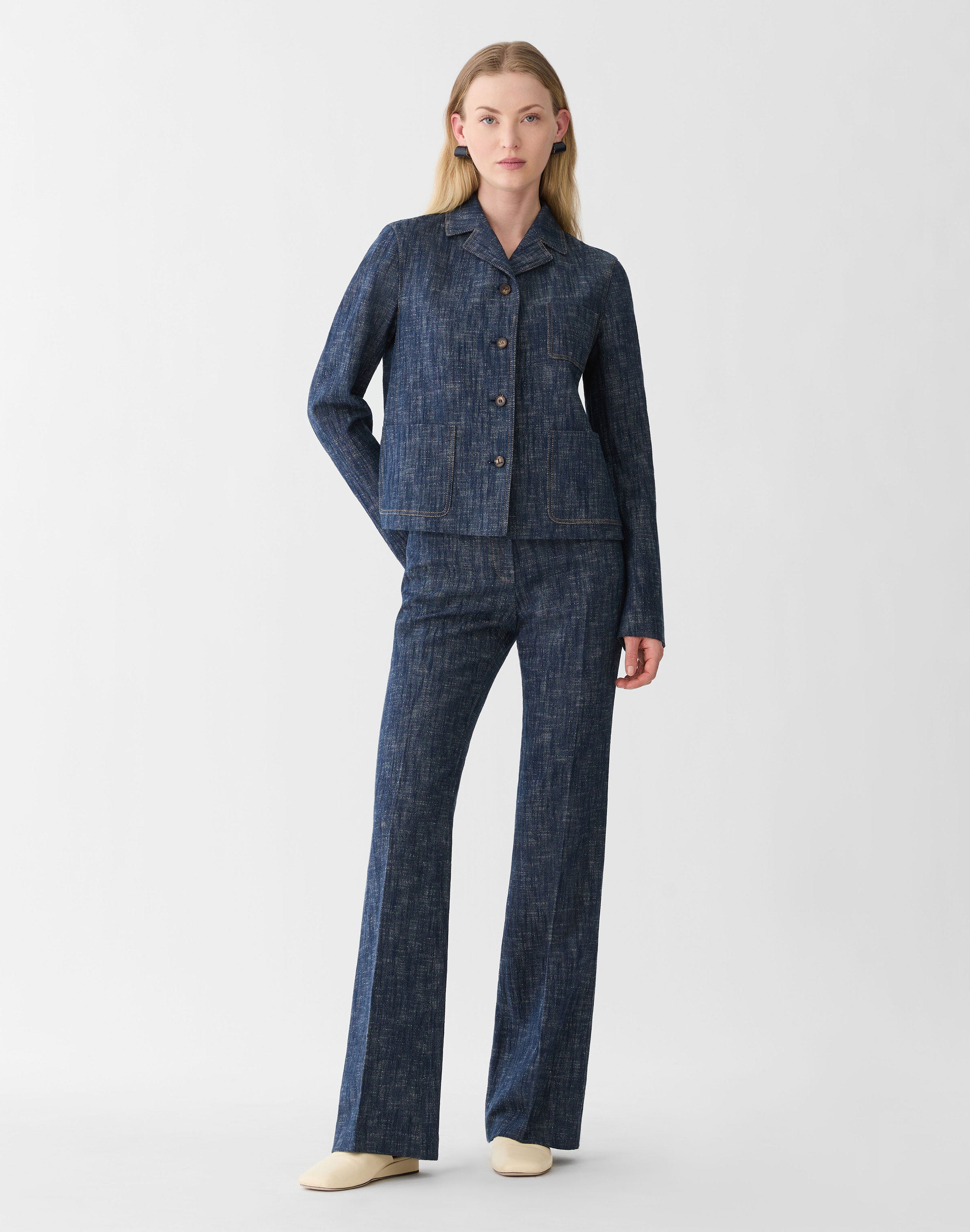 Denim-Effect Twill Reade Flared Pant
