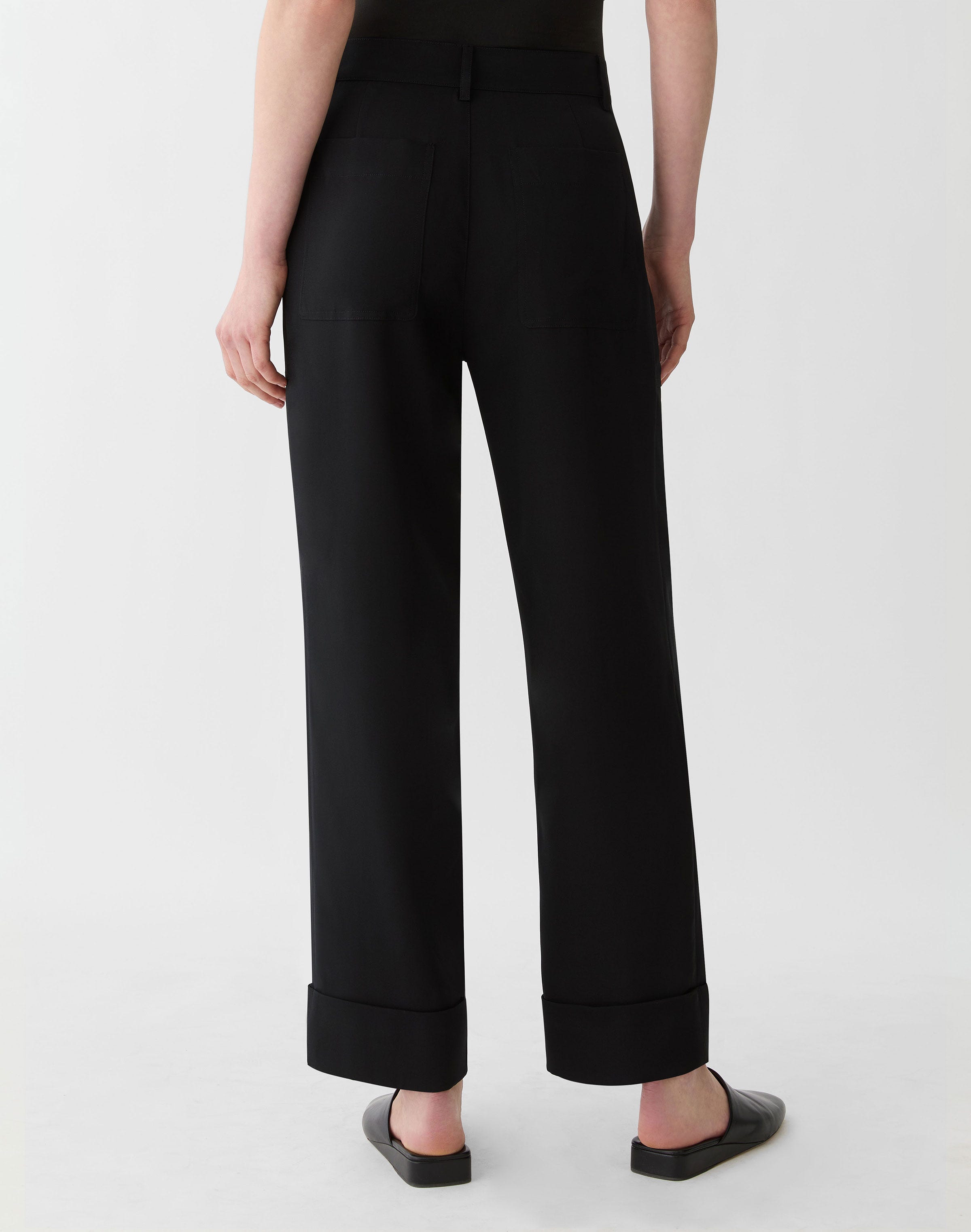 Organic Silk Stretch Georgette Highline Straight Ankle Pant