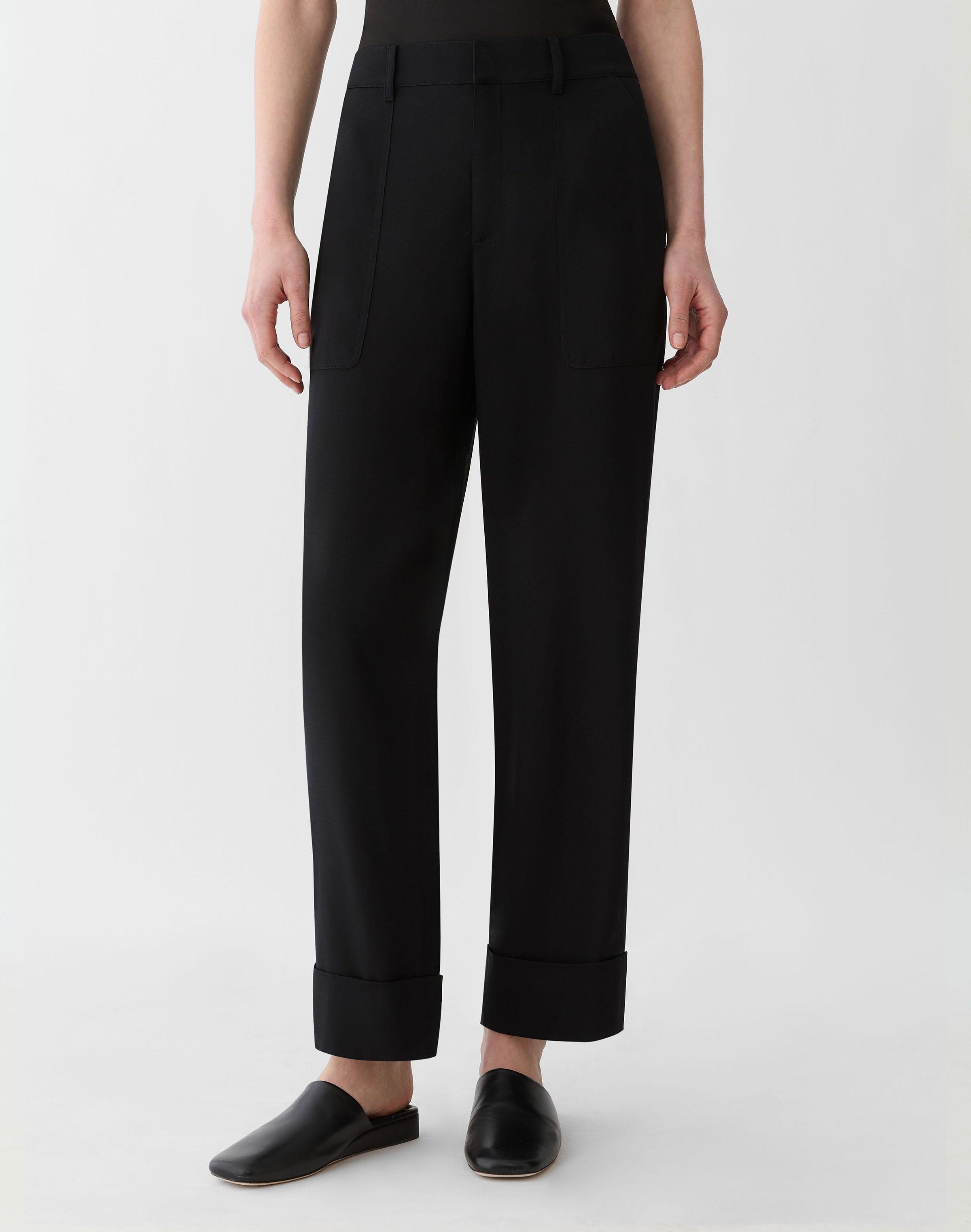Organic Silk Stretch Georgette Highline Straight Ankle Pant