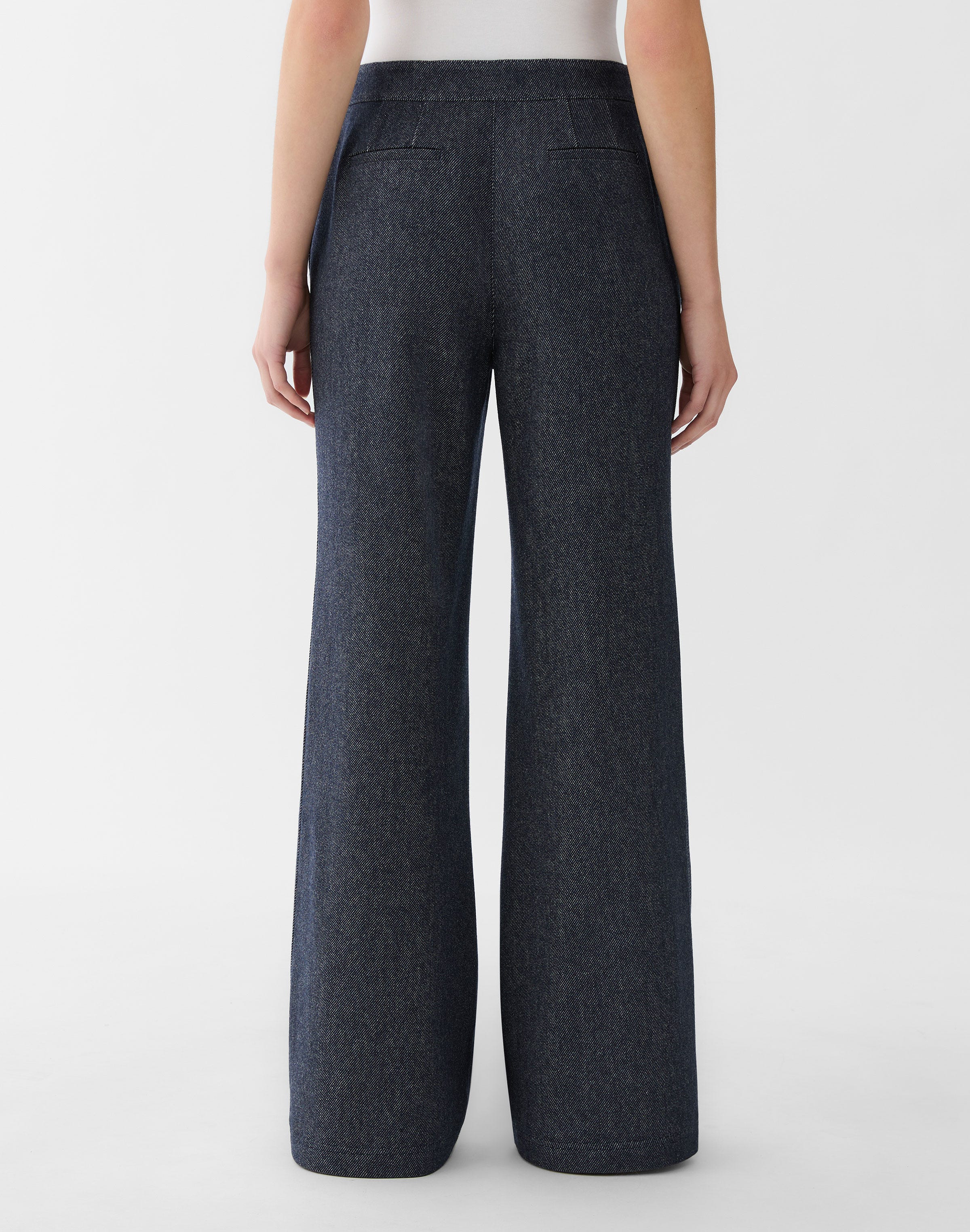 Denim-Effect Wool Twill Lafayette Flare Pant