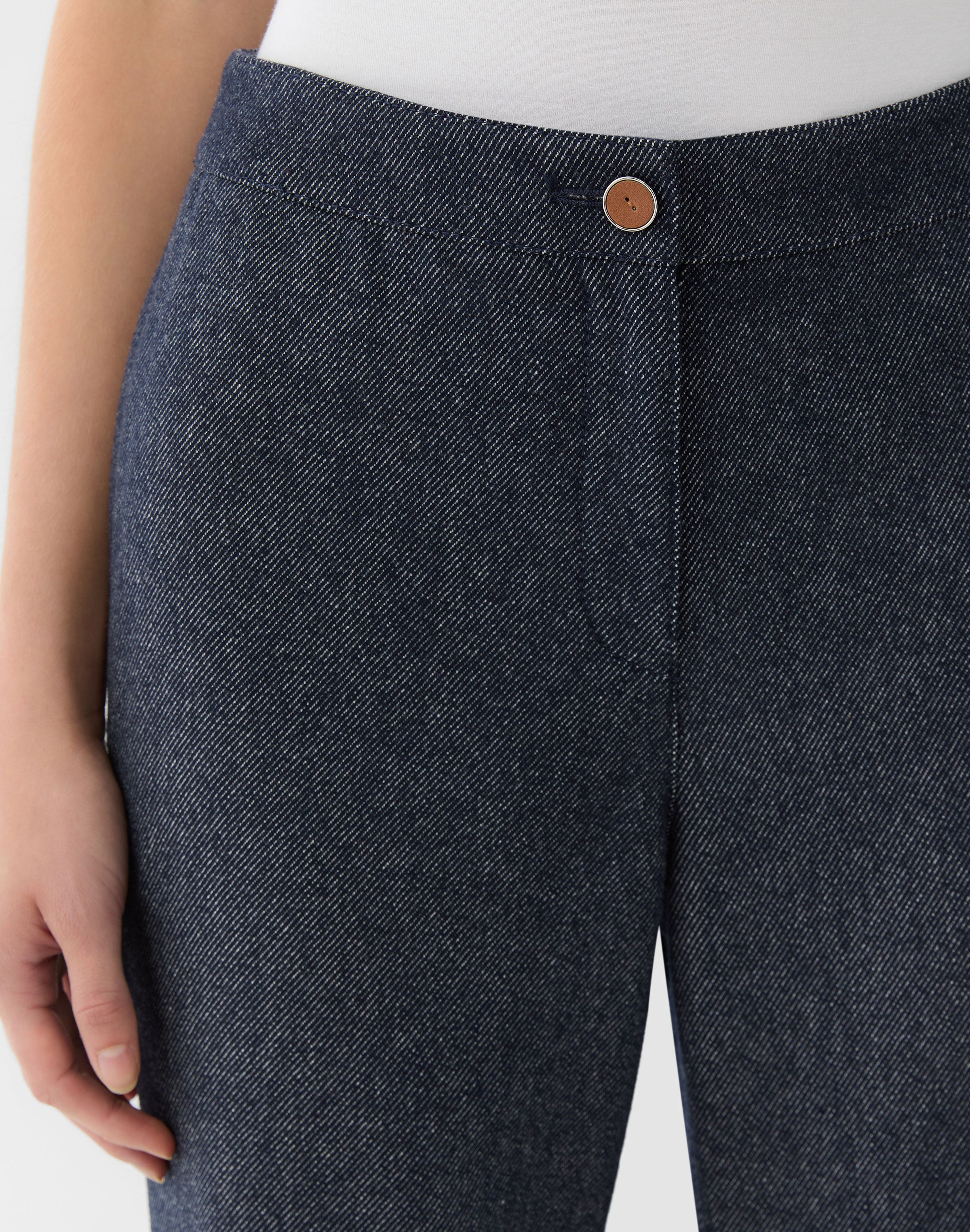 Denim-Effect Wool Twill Lafayette Flare Pant