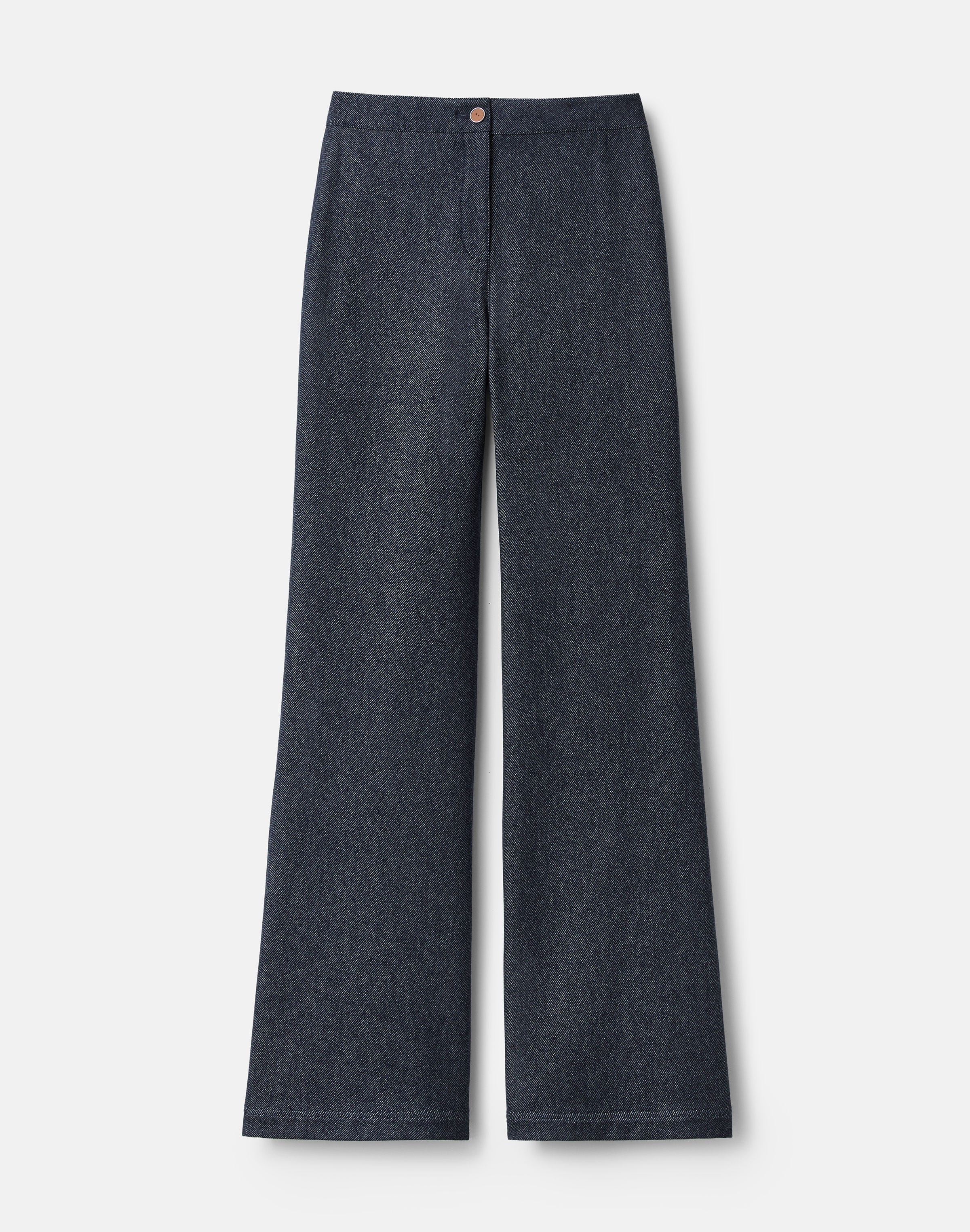Denim-Effect Wool Twill Lafayette Flare Pant