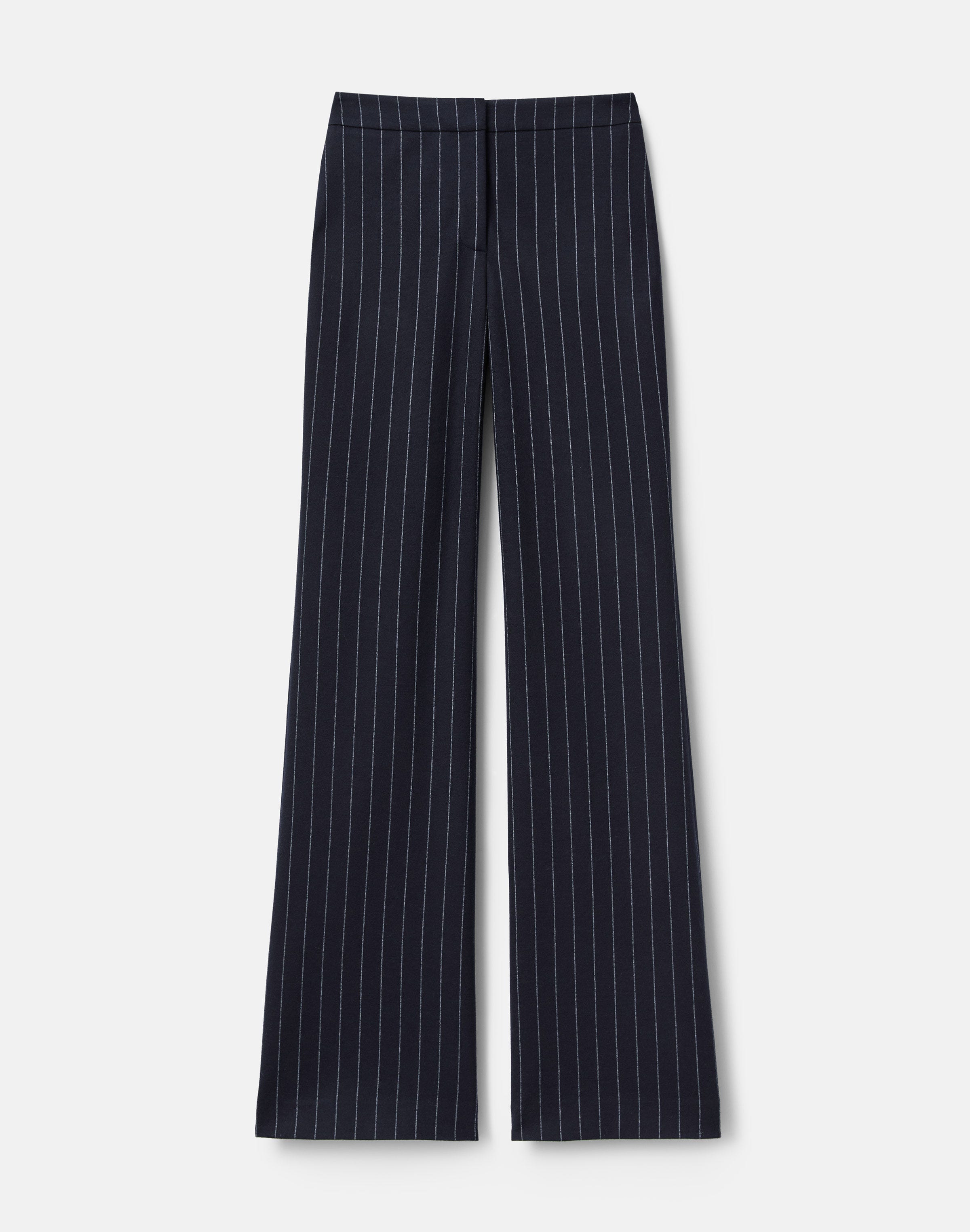 Pinstripe Wool Jersey Lafayette Flare Pant
