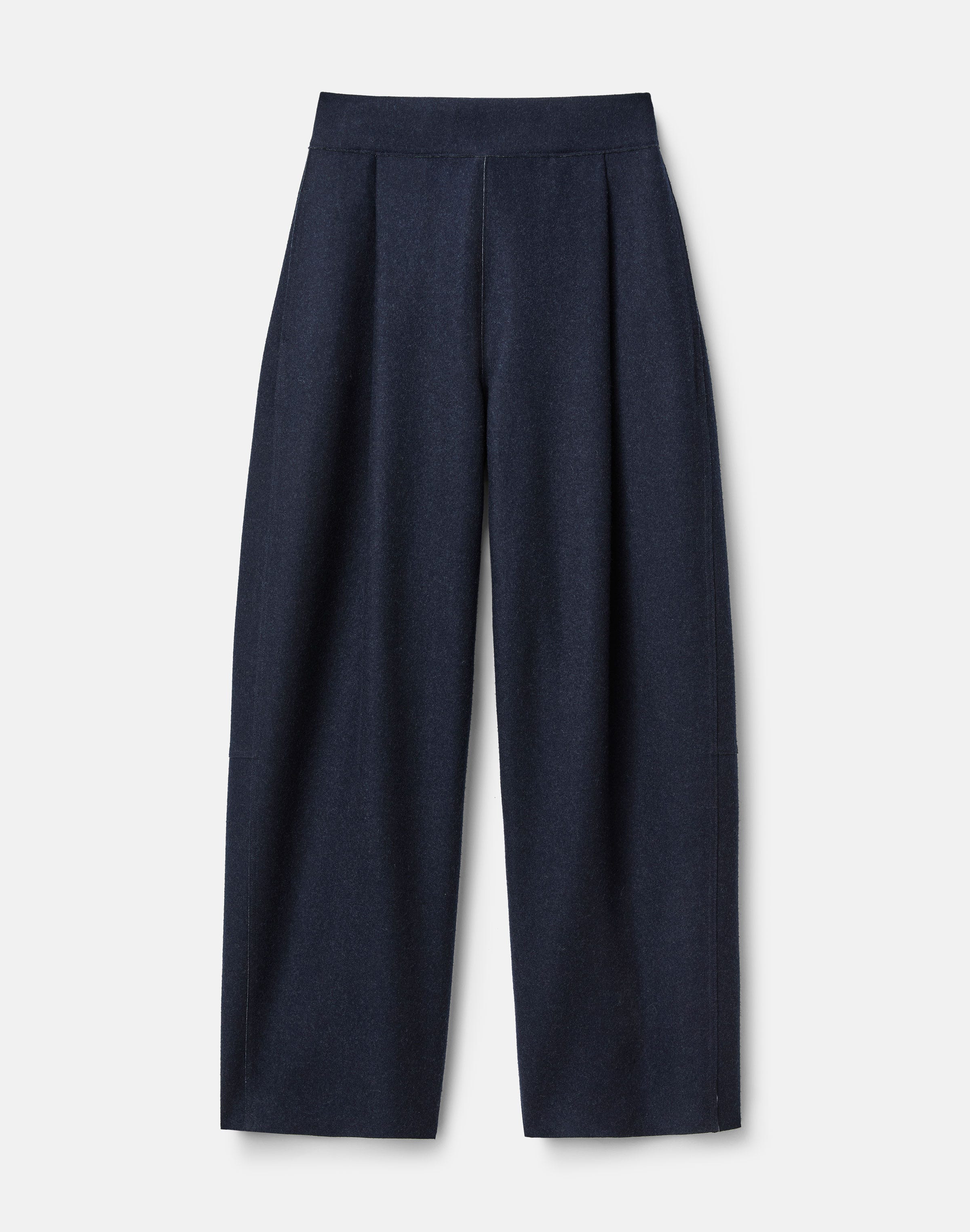 Wool-Cashmere Double Knit Walker Barrel Leg Ankle Pant