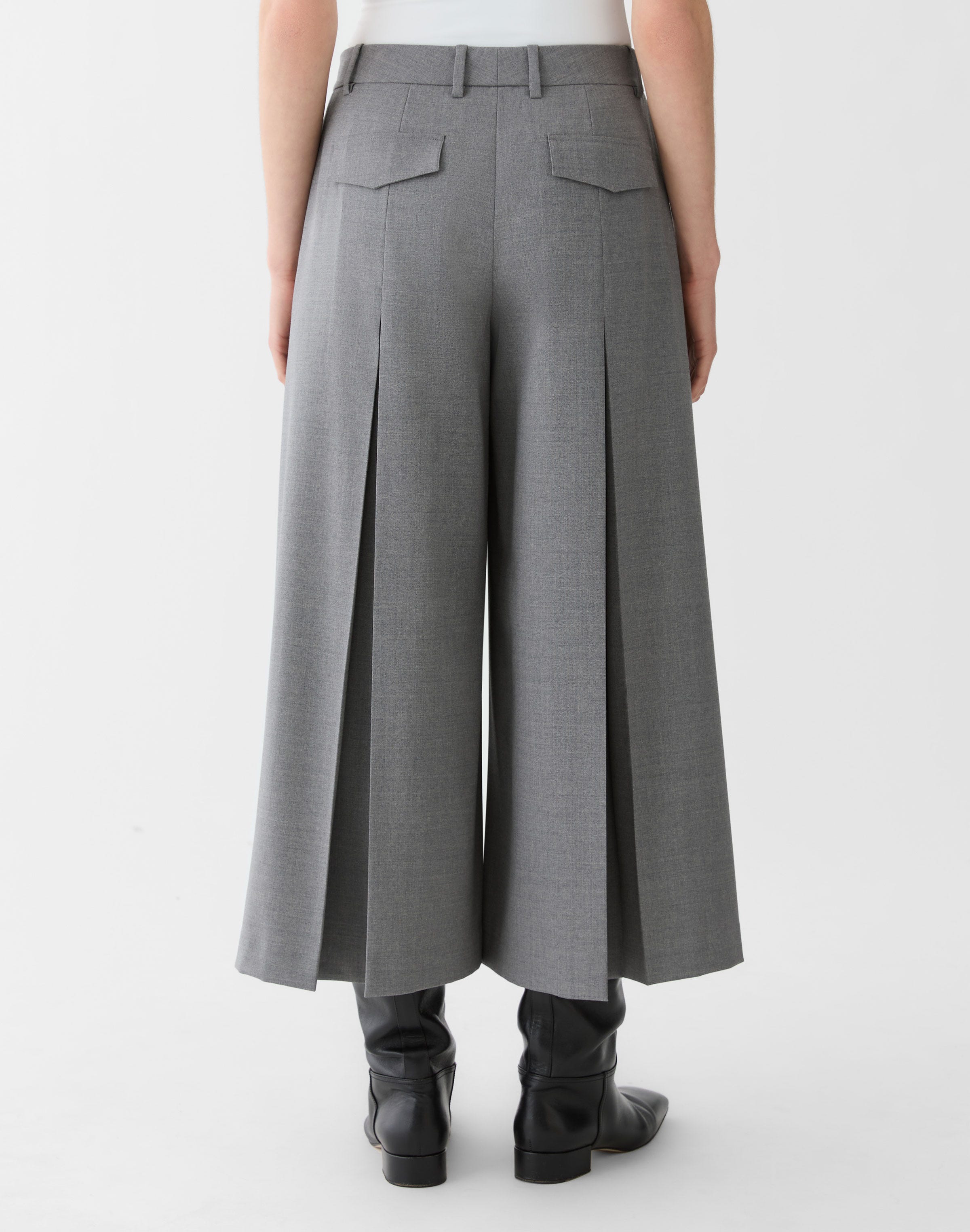 Responsible Stretch Wool Carmine Wide Leg Culotte