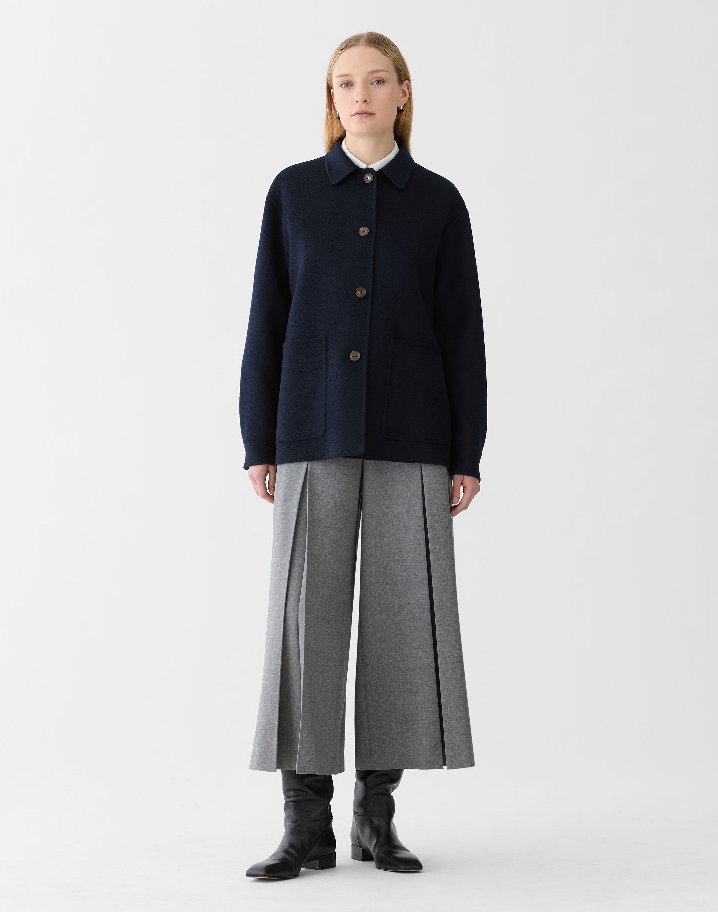 Responsible Stretch Wool Carmine Wide Leg Culotte