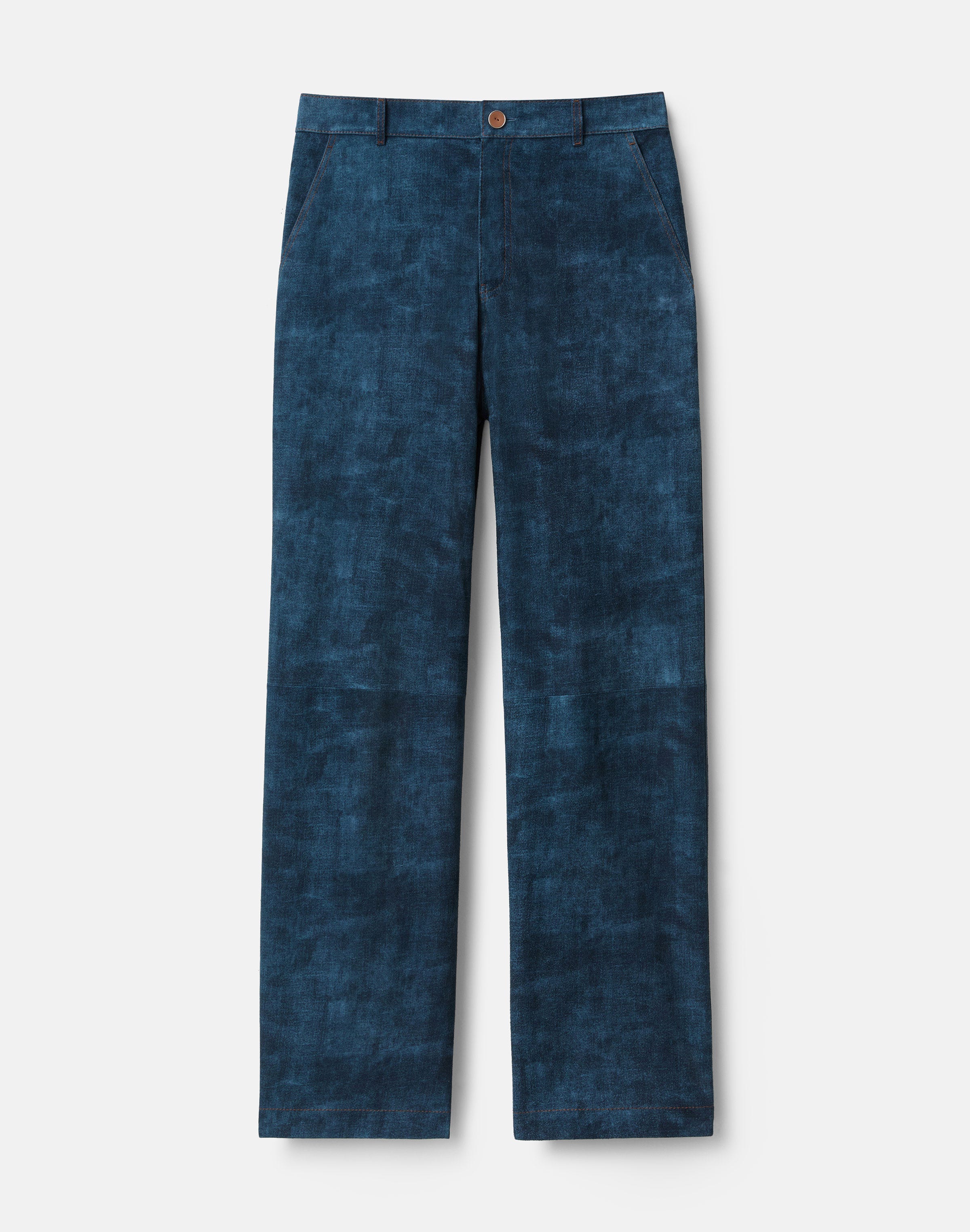 Denim-Effect Suede Highline Straight Ankle Pant