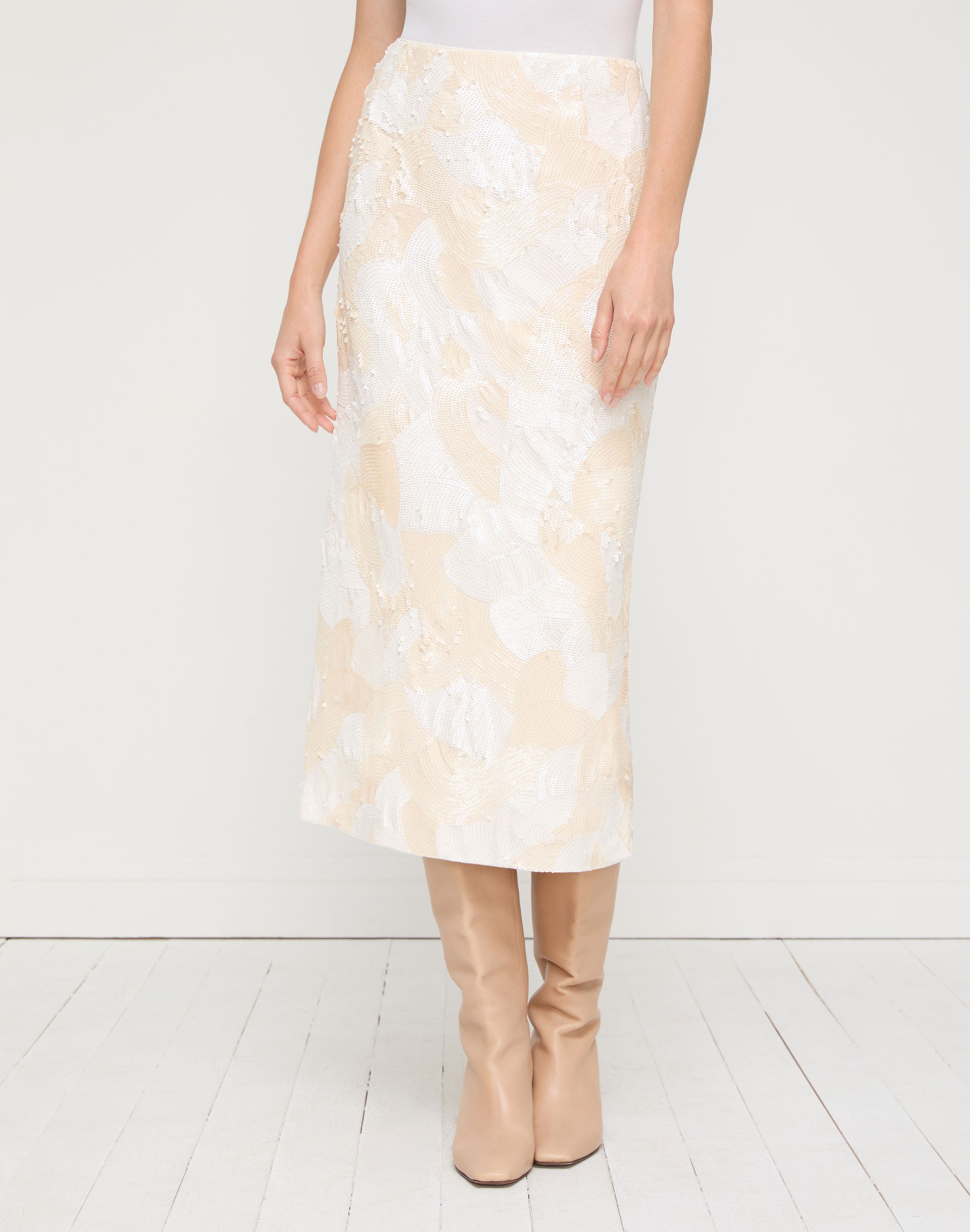 Glacial Sequin Midi Pencil Skirt