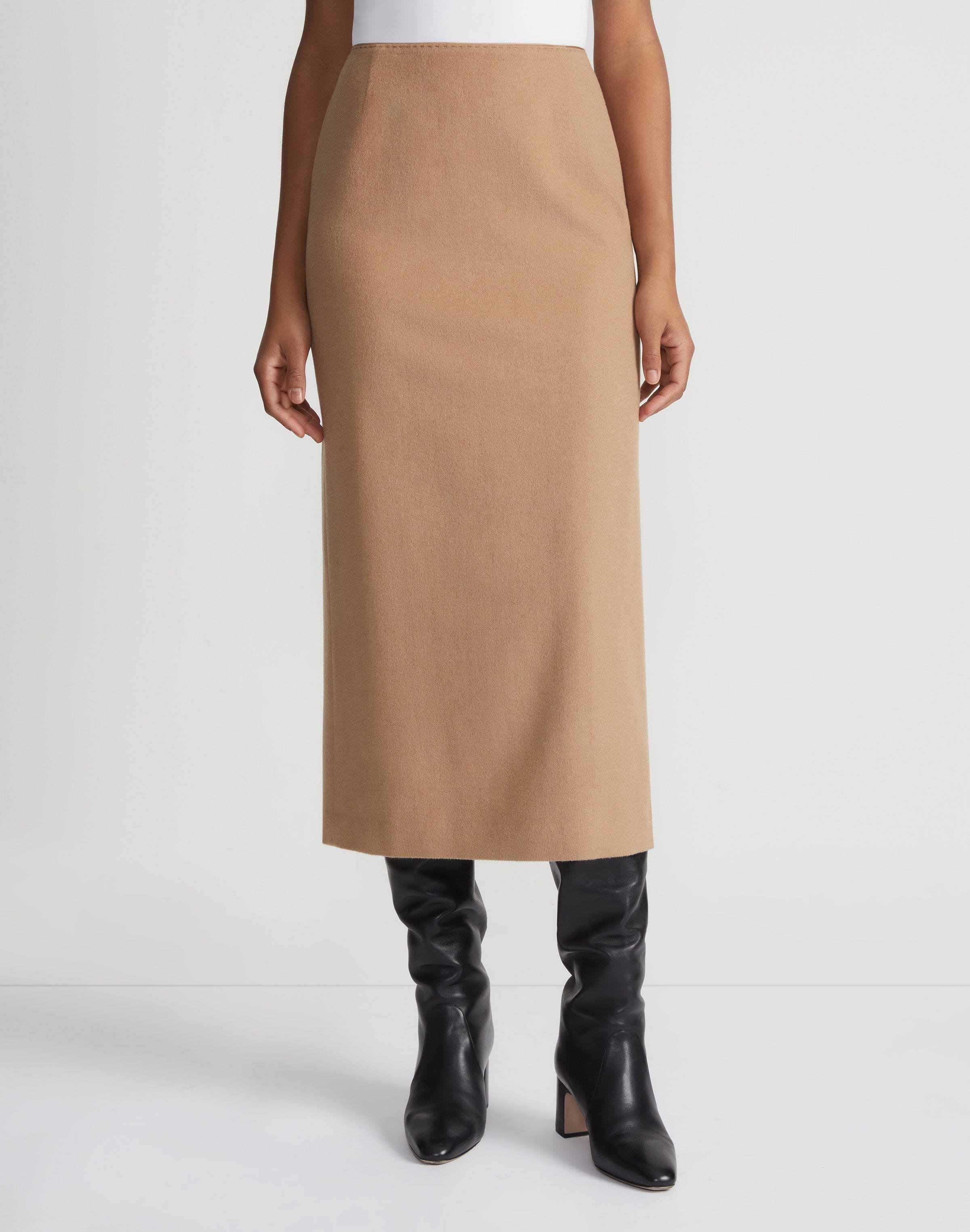 Camel Hair Slim Pencil Skirt