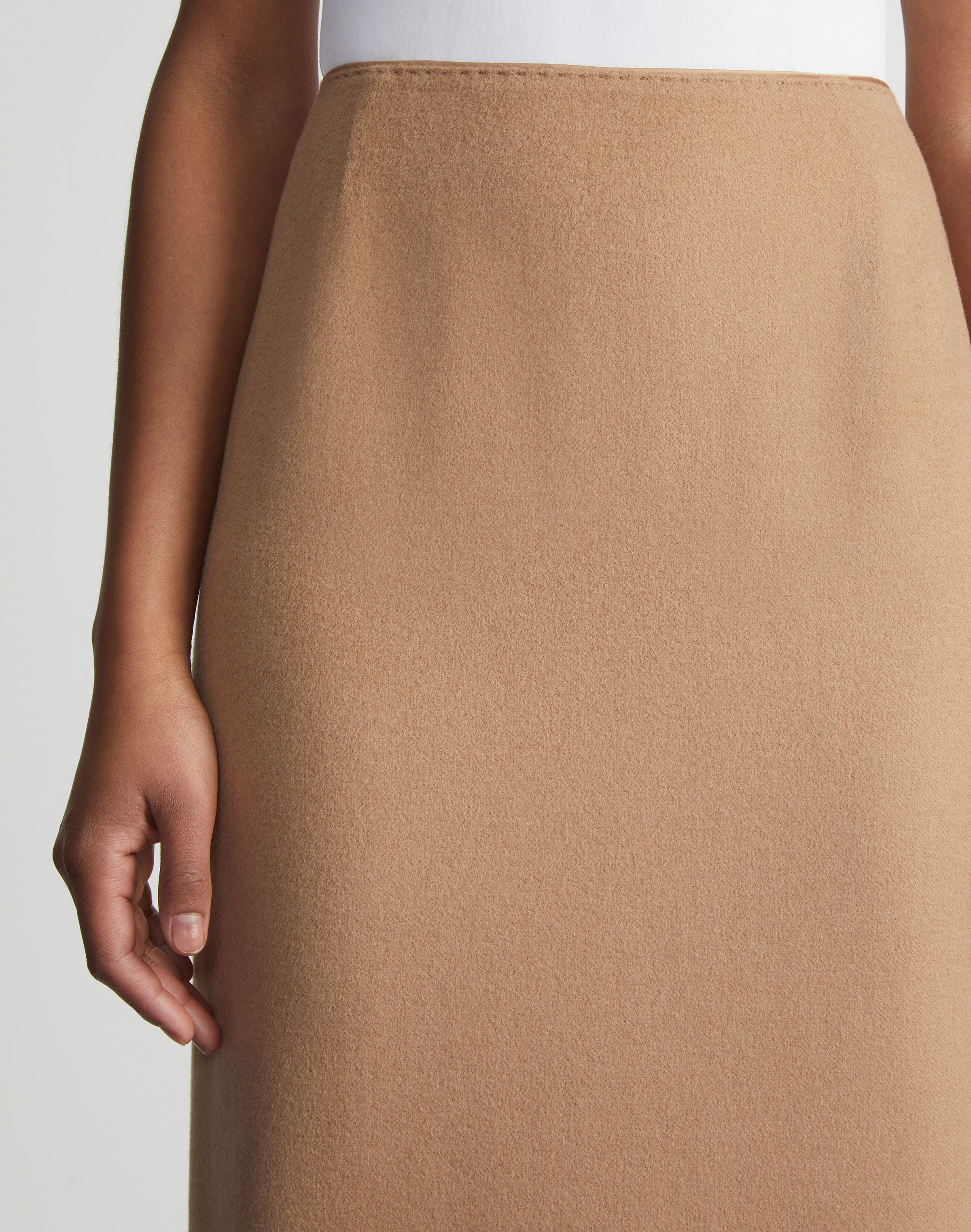 Camel Hair Slim Pencil Skirt