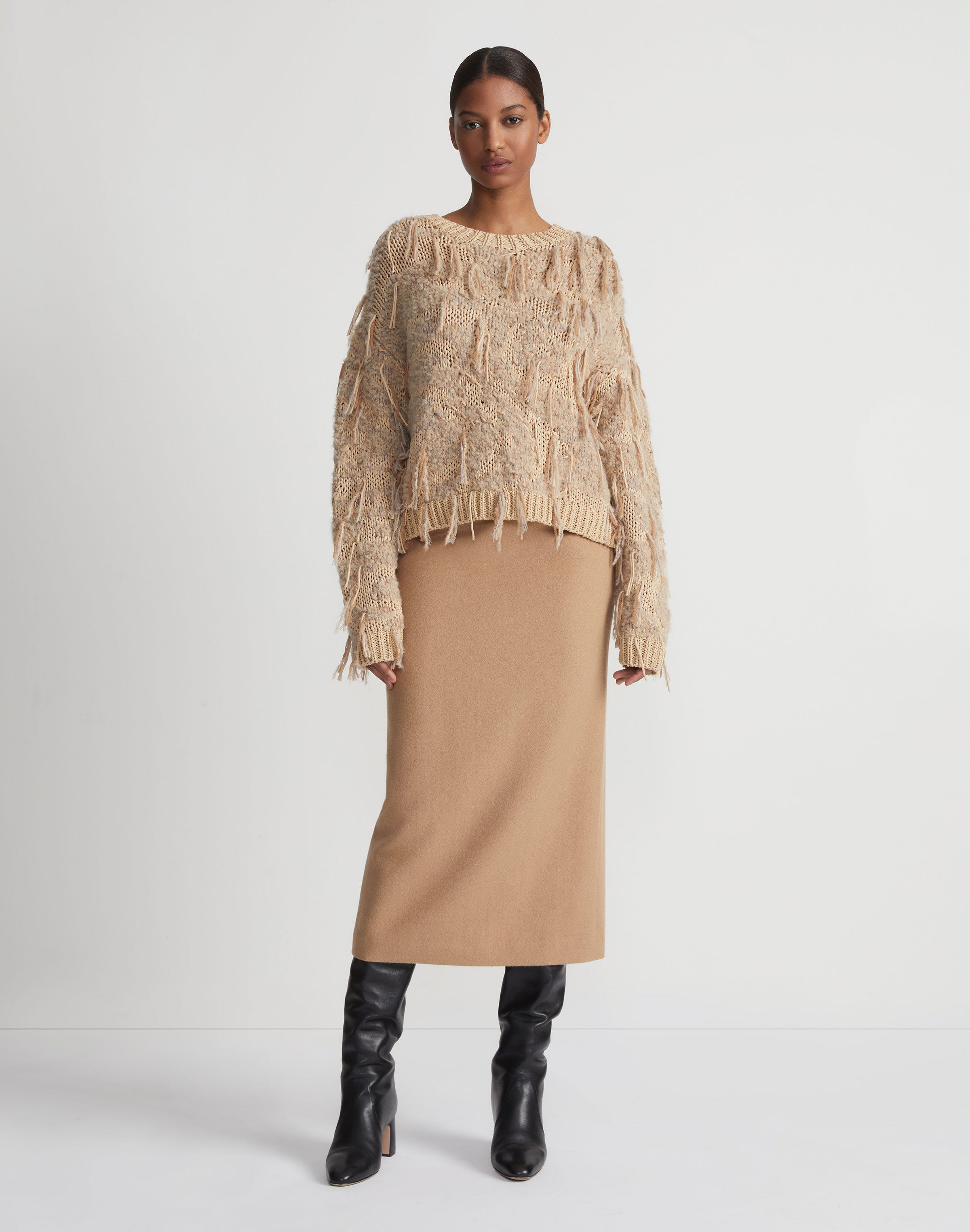 Camel Hair Slim Pencil Skirt