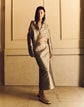 Metallic Baroque Botanical Brocade Midi Pencil Skirt