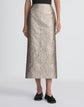 Metallic Baroque Botanical Brocade Midi Pencil Skirt