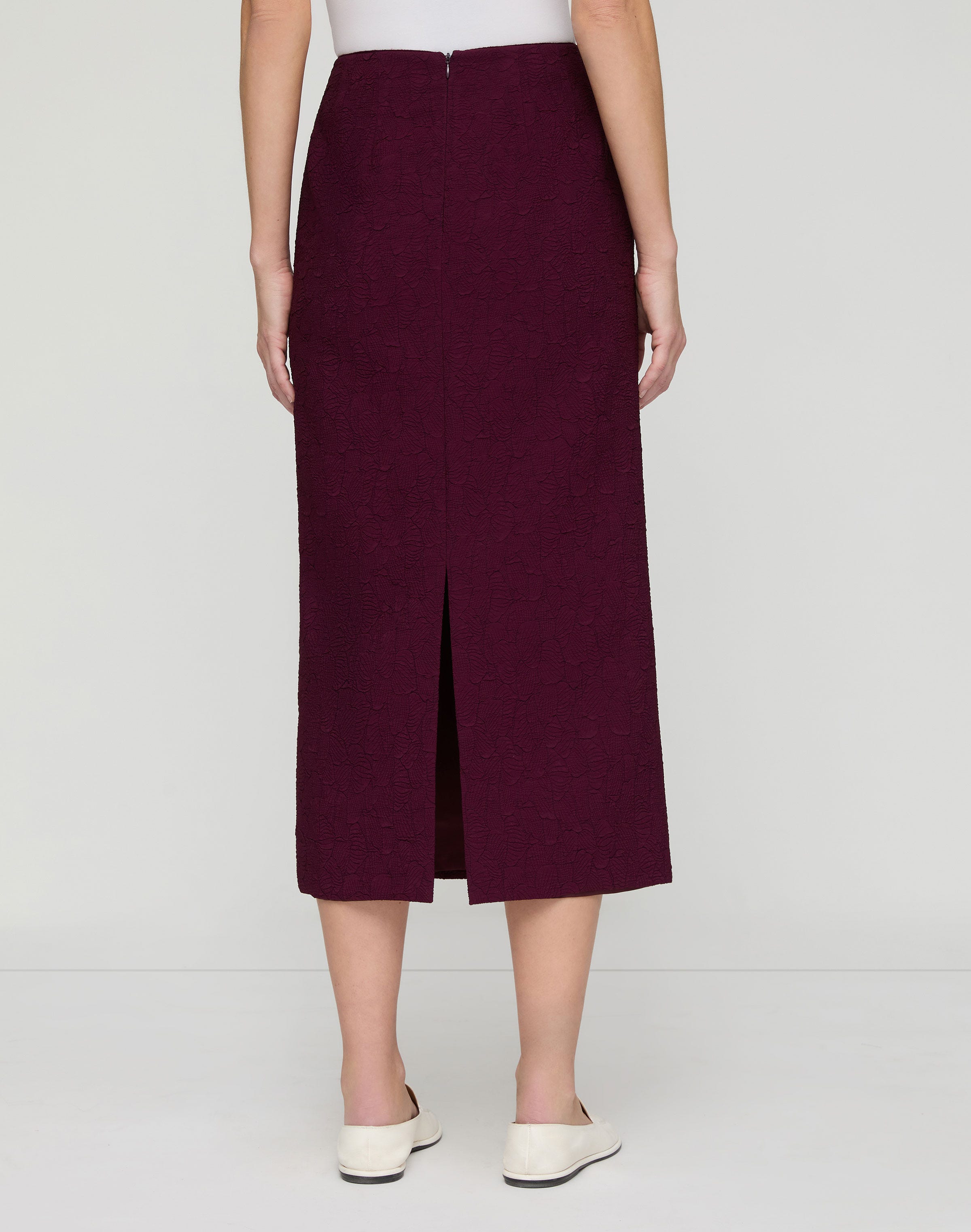 Matelassé Jacquard Straight Midi Skirt