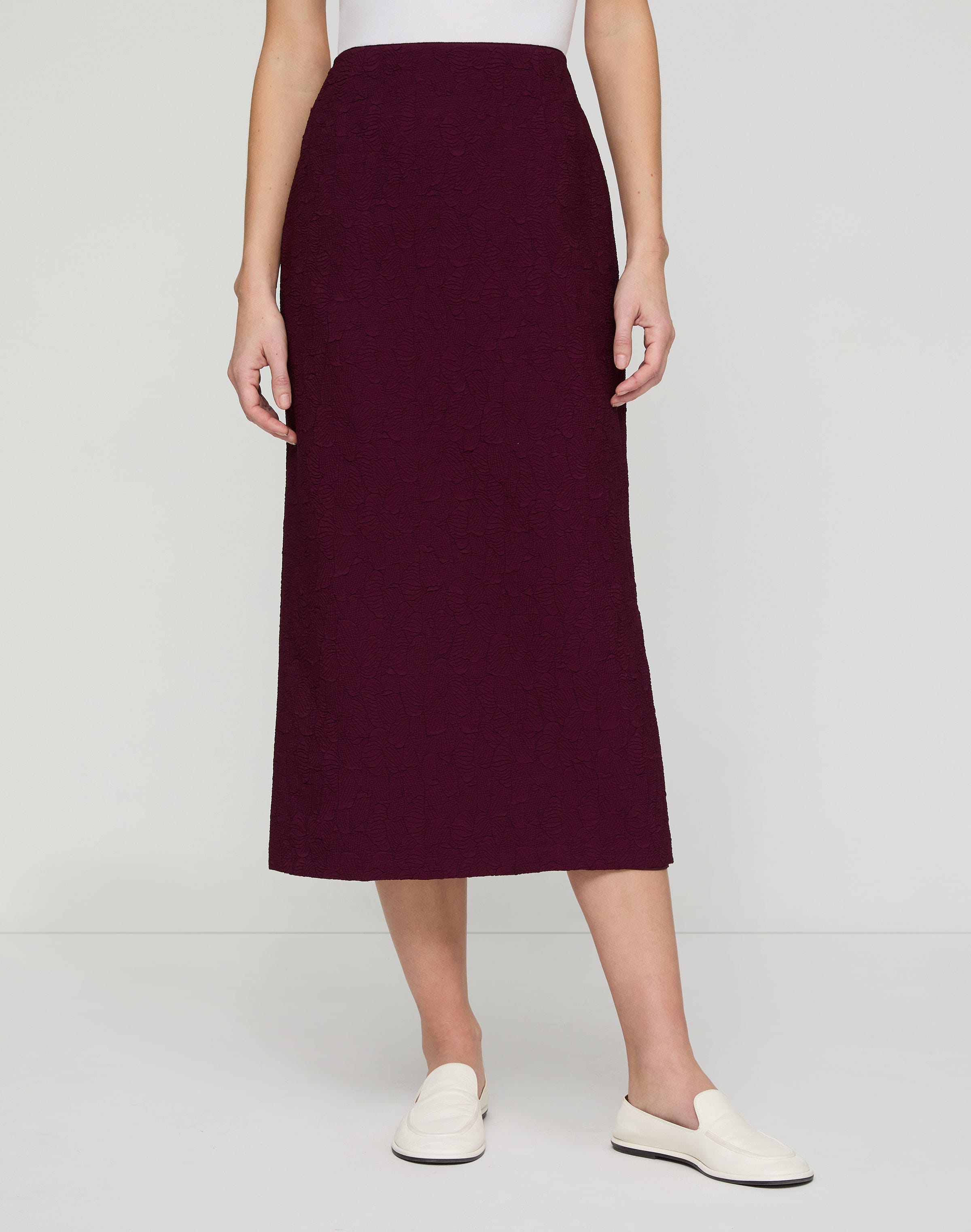 Matelassé Jacquard Straight Midi Skirt