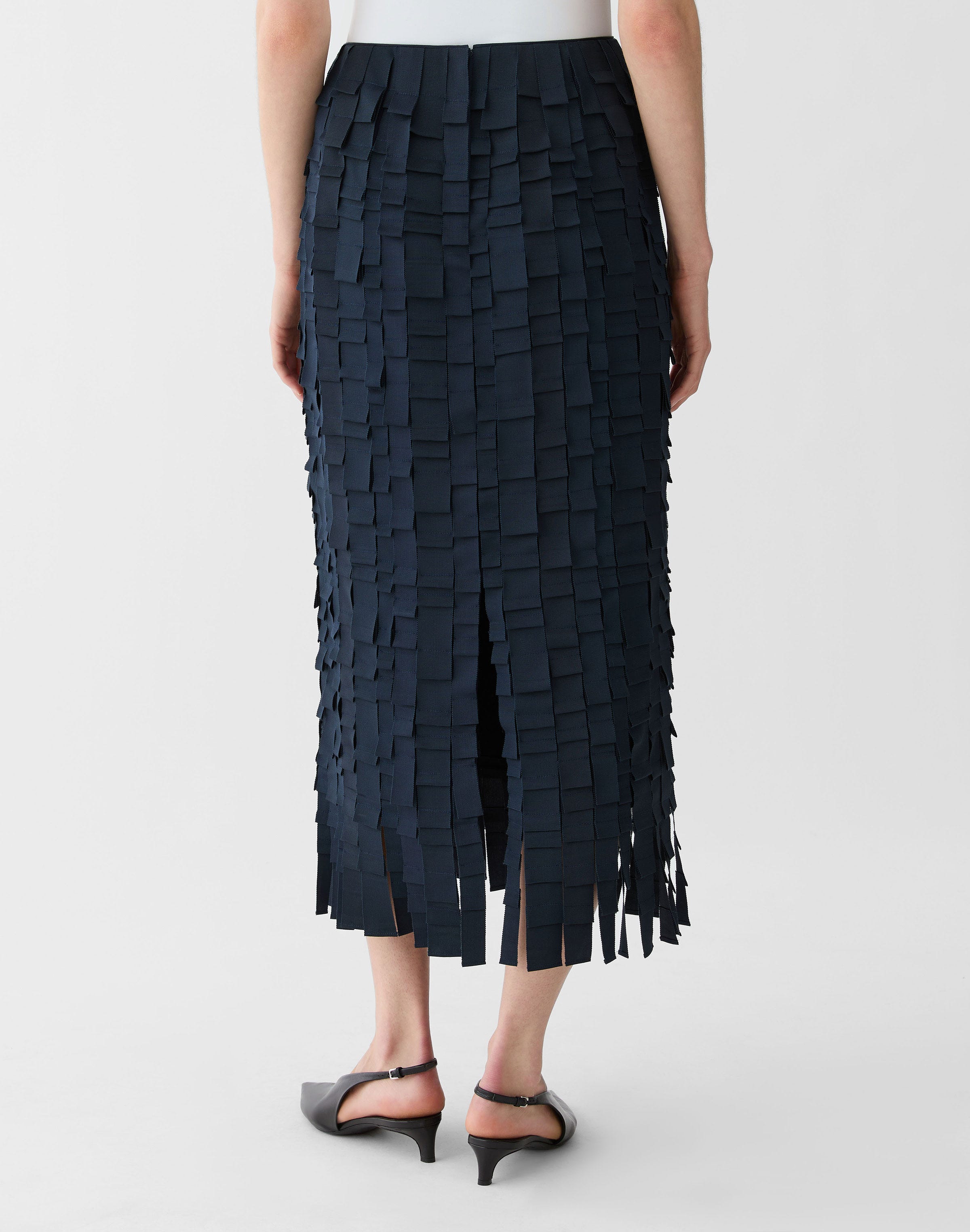 Grosgrain Plaid Georgette Midi Skirt