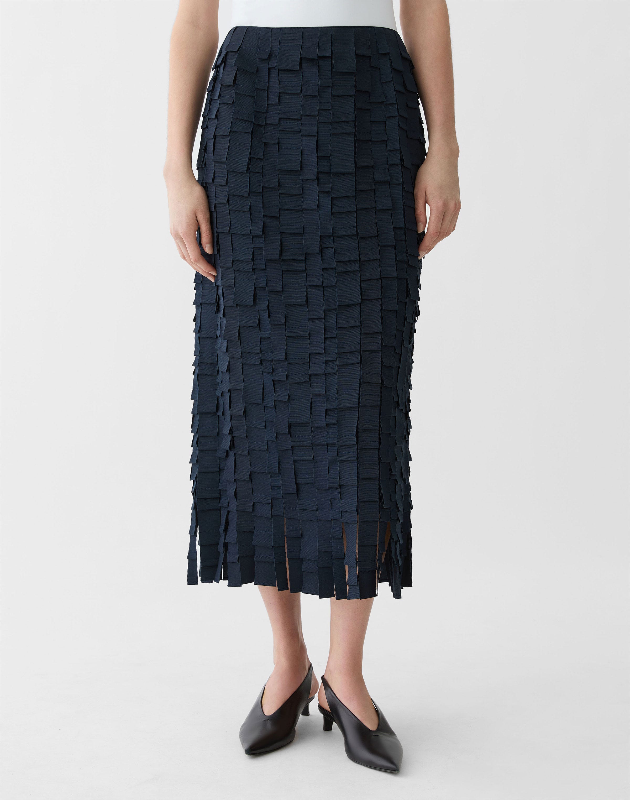 Grosgrain Plaid Georgette Midi Skirt