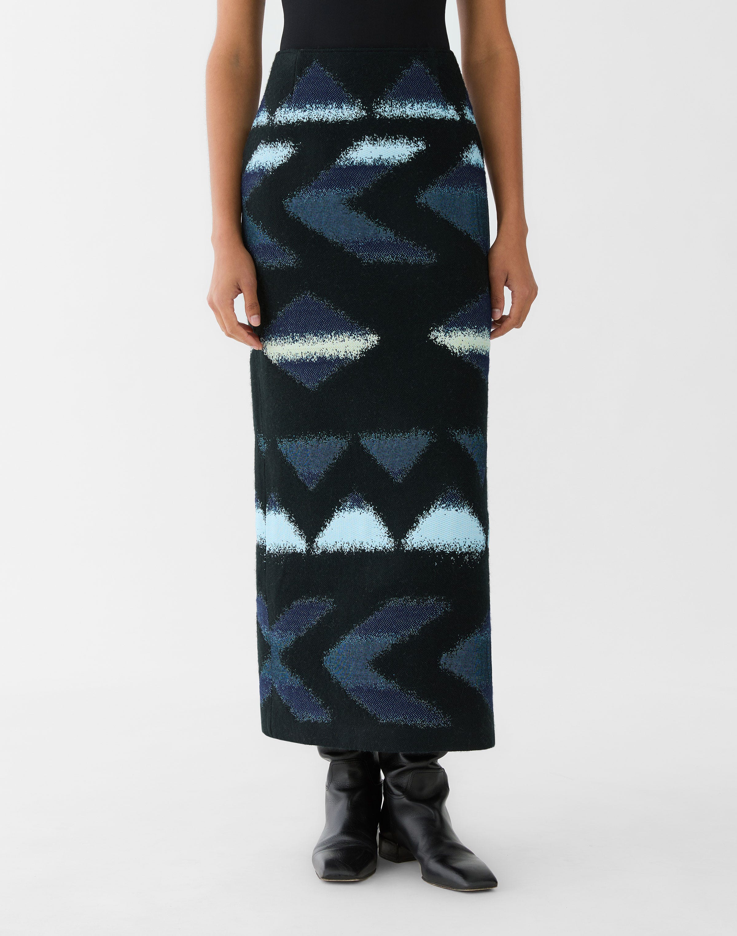 Geo Jacquard Maxi Pencil Skirt