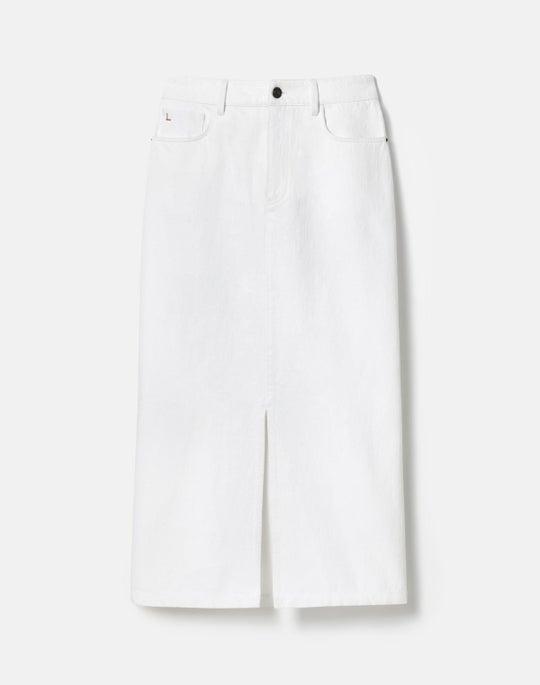 L148 Denim Slit Midi Skirt