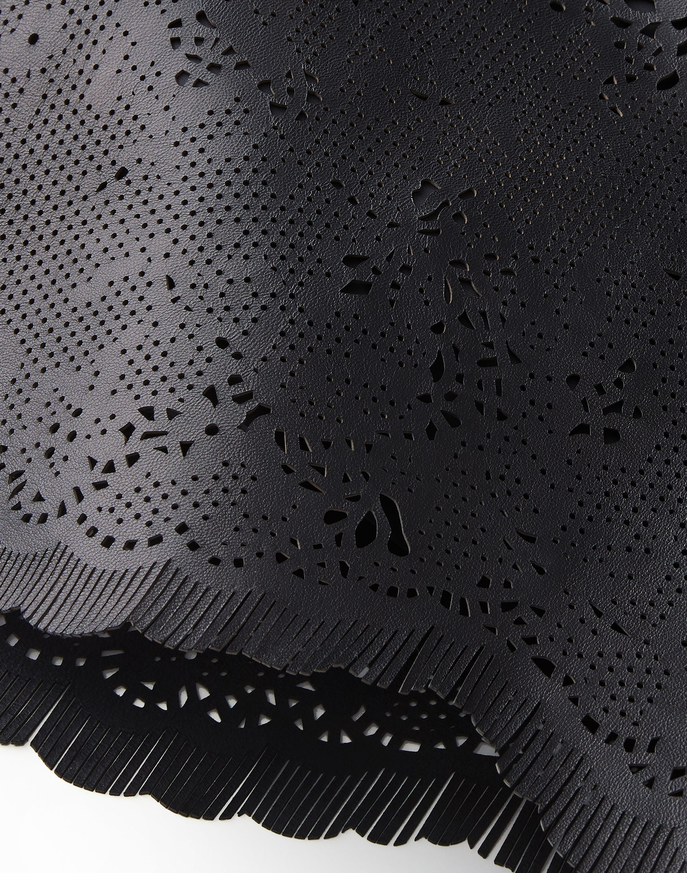 Laser Cut Nappa Leather Pencil Skirt