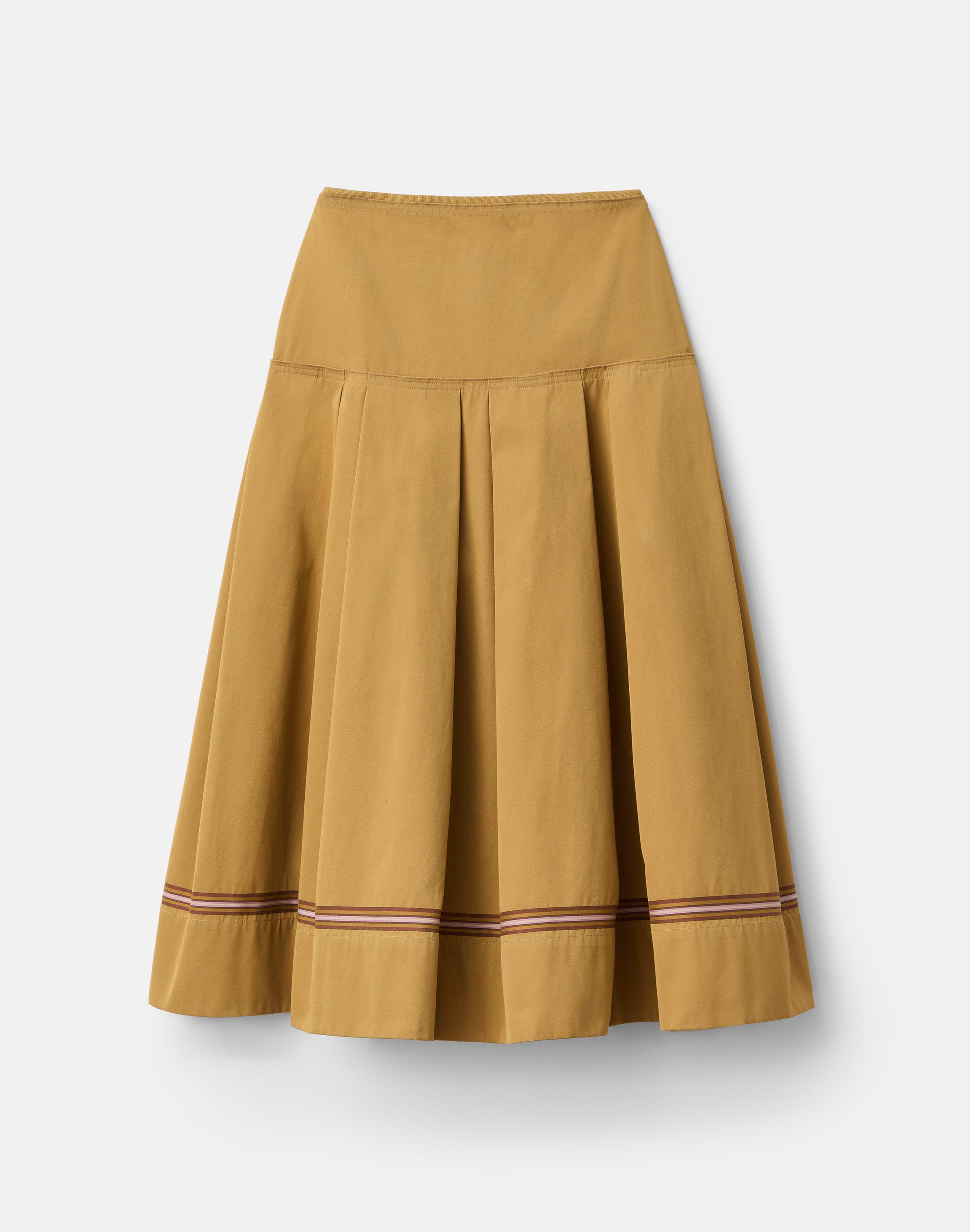 Ribbon Stripe Cotton Box Pleat Skirt