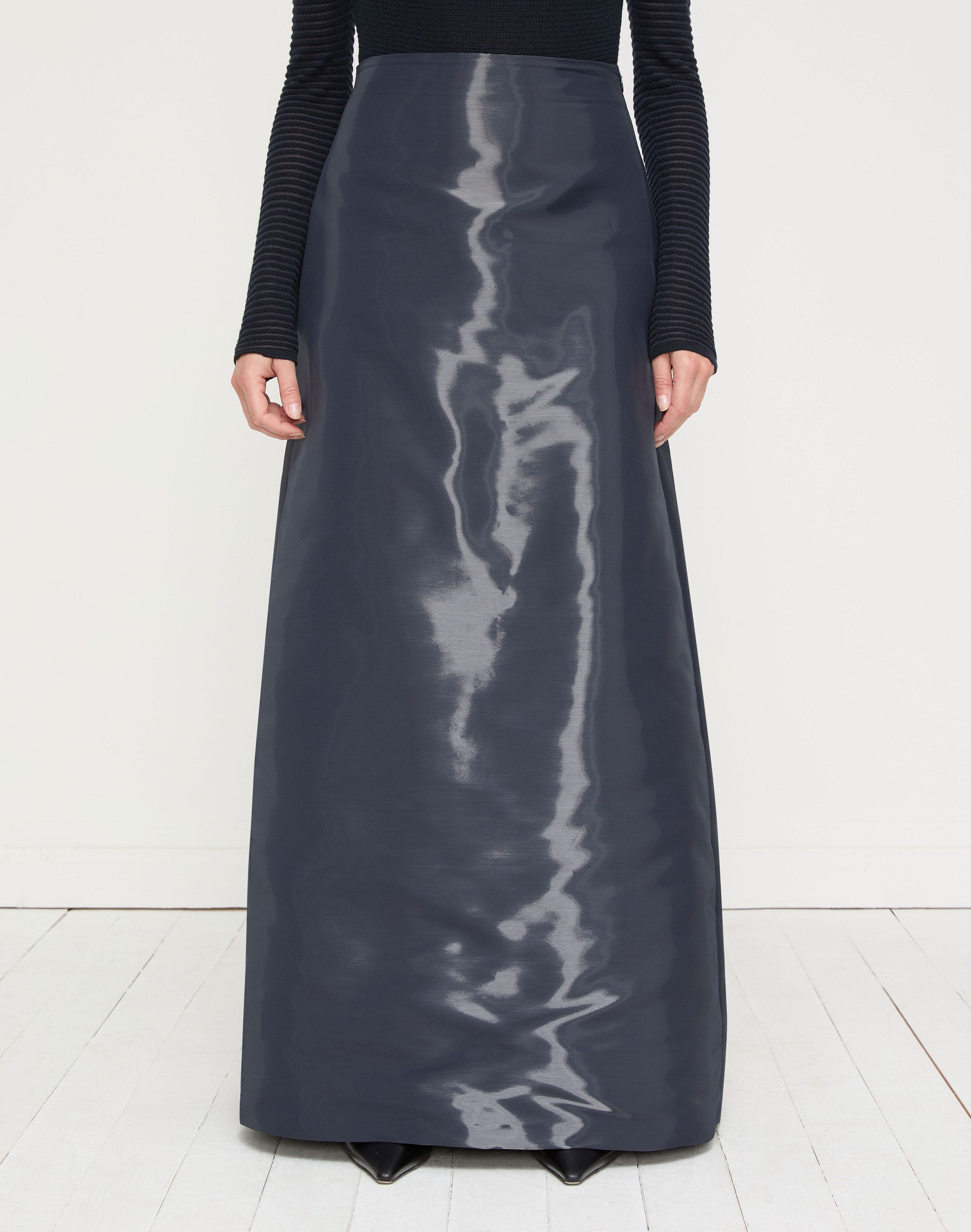 Liquid Twill A-Line Floor Length Skirt