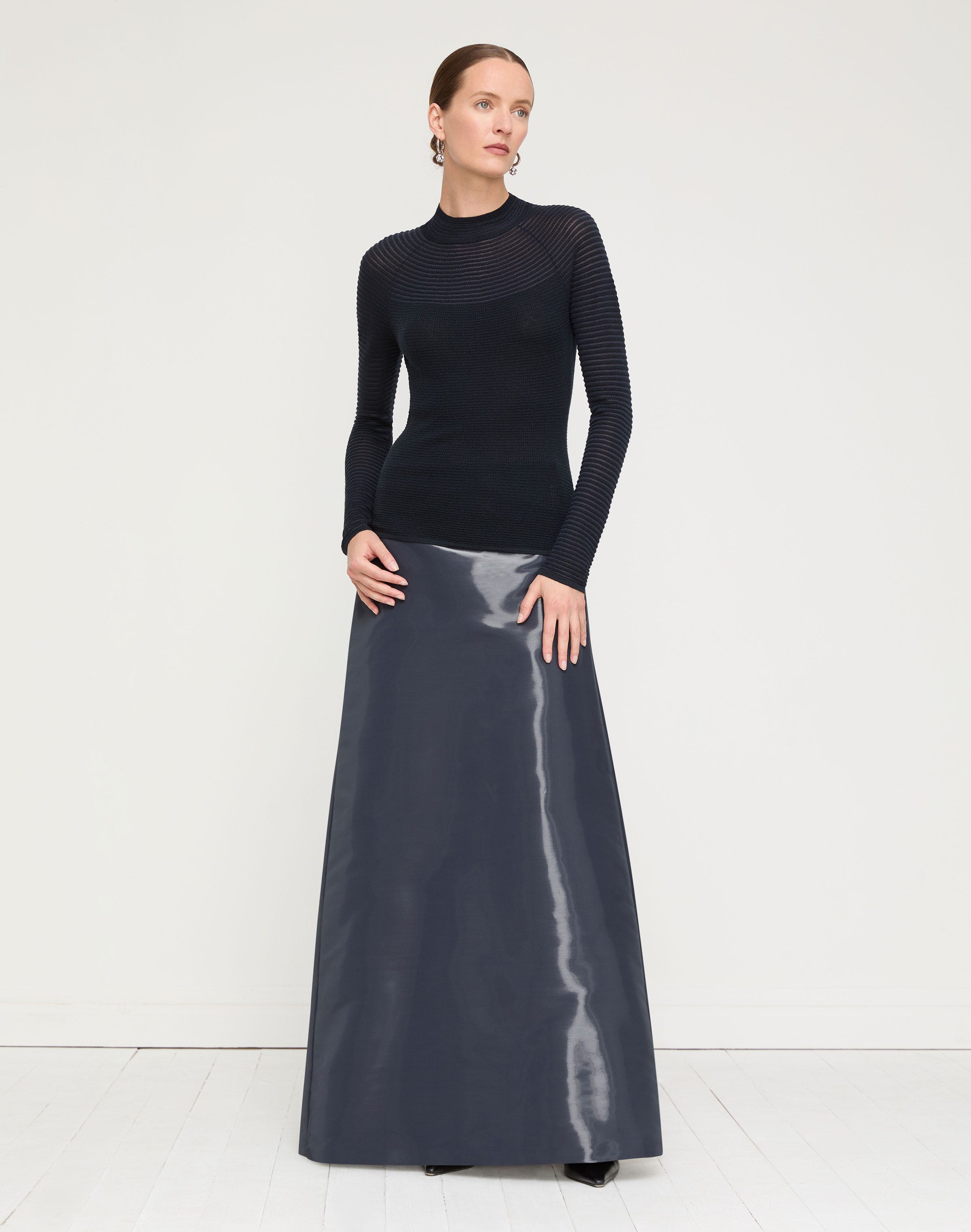 Liquid Twill A-Line Floor Length Skirt