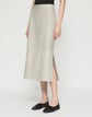 Lambskin Leather Side Slit Midi Skirt