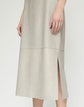 Lambskin Leather Side Slit Midi Skirt