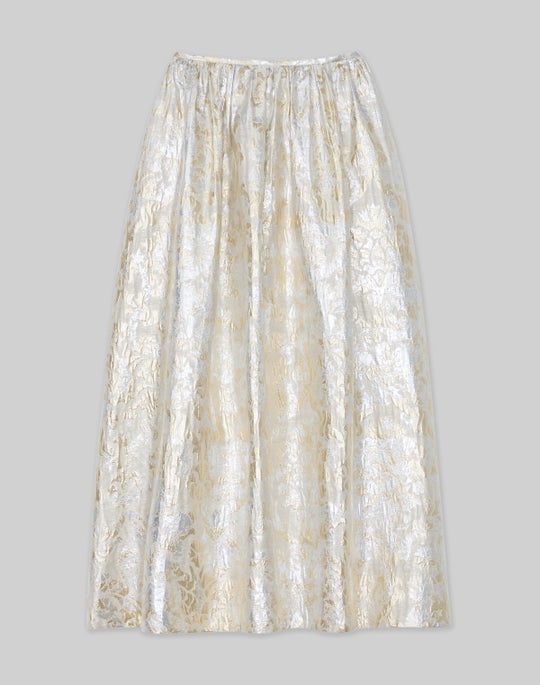 Metallic Baroque Botanical Jacquard Flared Skirt