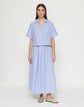 Stripe Cotton Gathered Waist Skirt