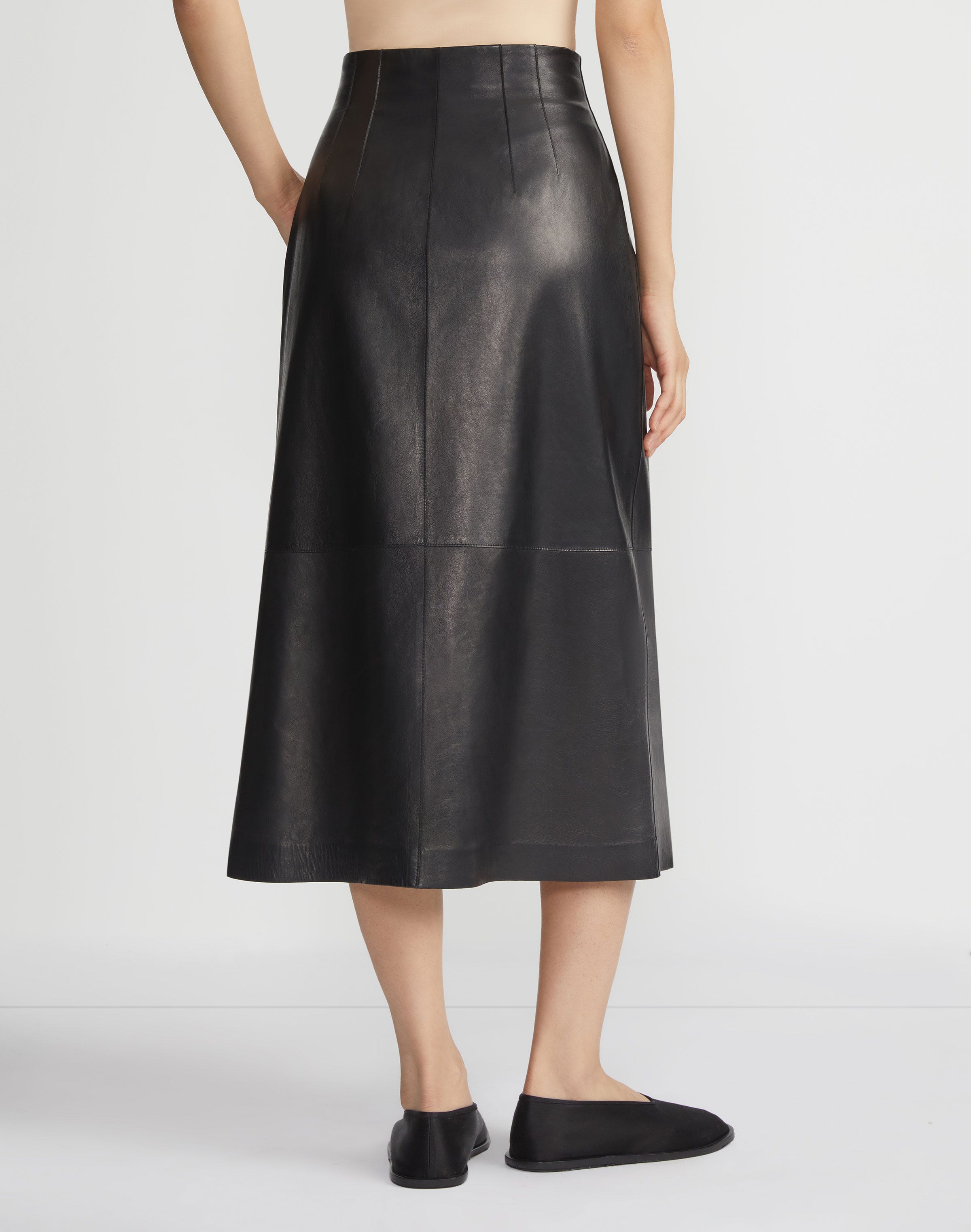 Nappa Lambskin Leather High-Waisted Skirt