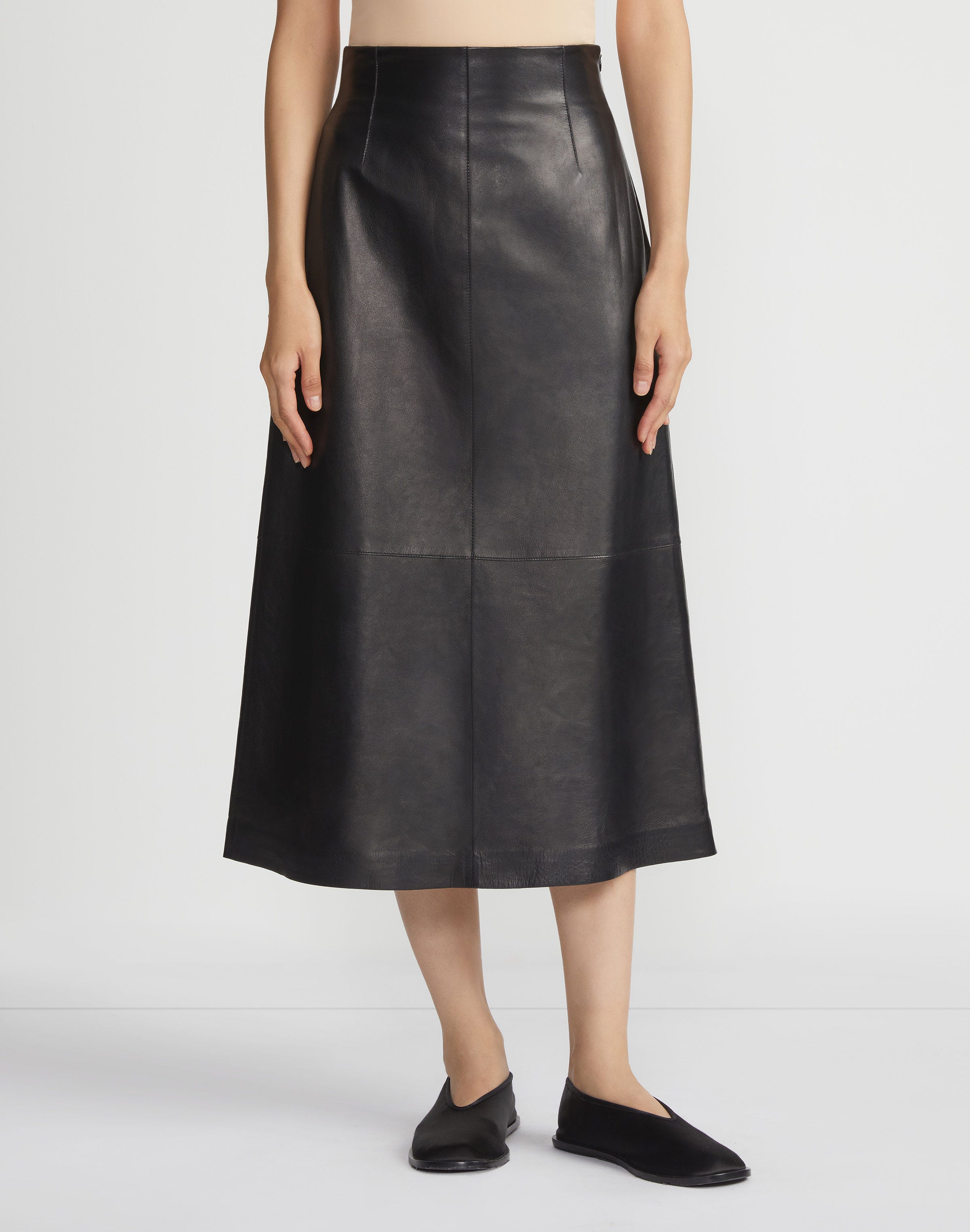 Nappa Lambskin Leather High-Waisted Skirt