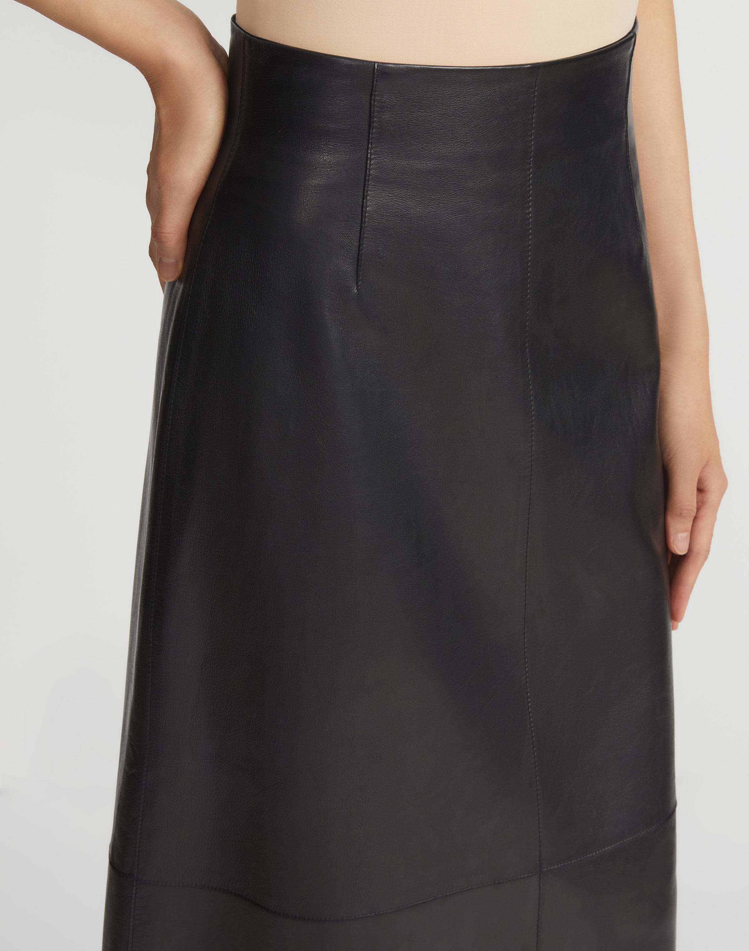 Nappa Lambskin Leather High-Waisted Skirt