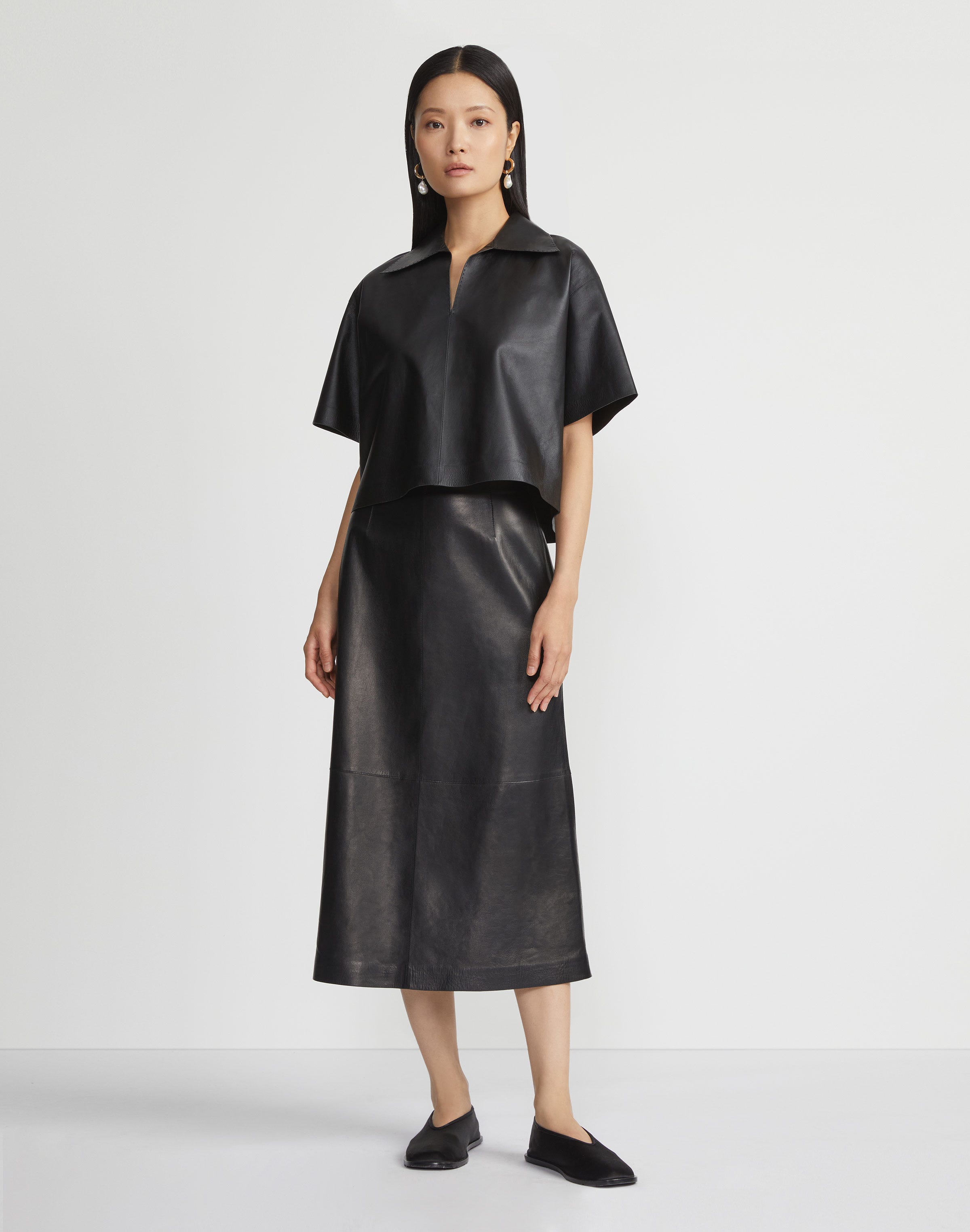 Nappa Lambskin Leather High-Waisted Skirt